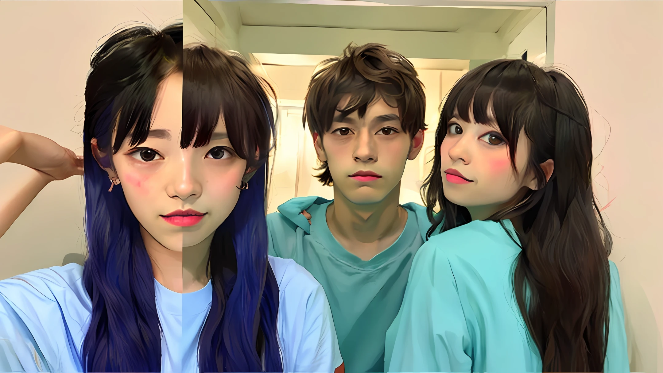 1girl, the boy behind the girl