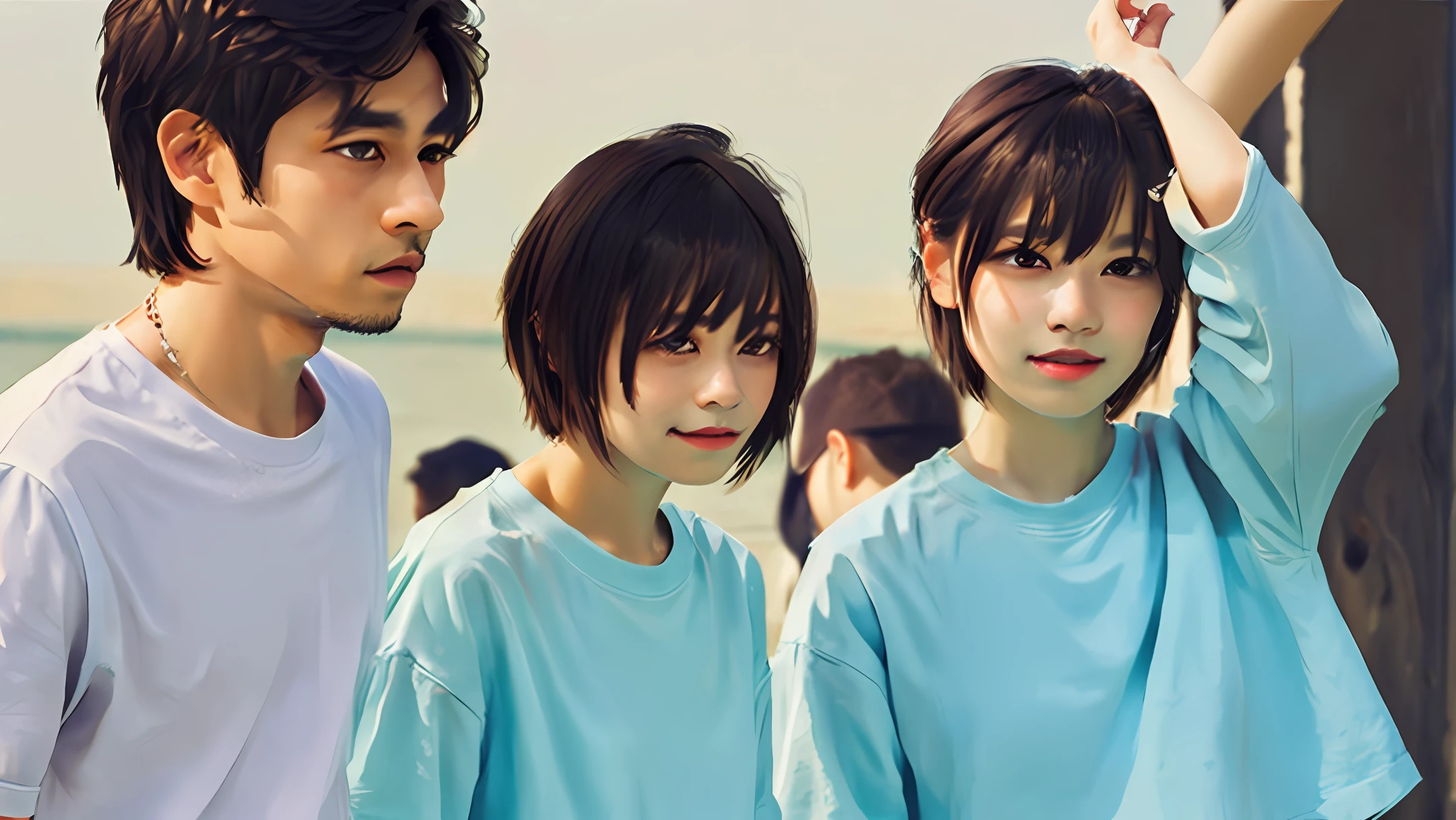 1girl, the boy behind the girl