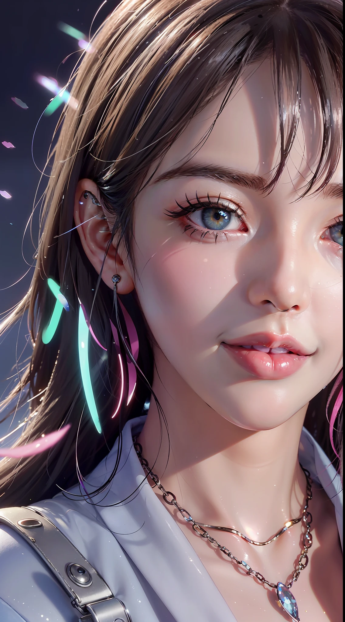 (8k, RAW photo, photorealistic: 1.25), (lip gloss, eyelashes, glossy face, glossy skin, top quality, ultra high resolution, depth of field, chromatic aberration, caustics, wide lighting, natural shading, kpop idol) gentle and goddess-like happiness,,, mans, staring at the viewer with the whole body