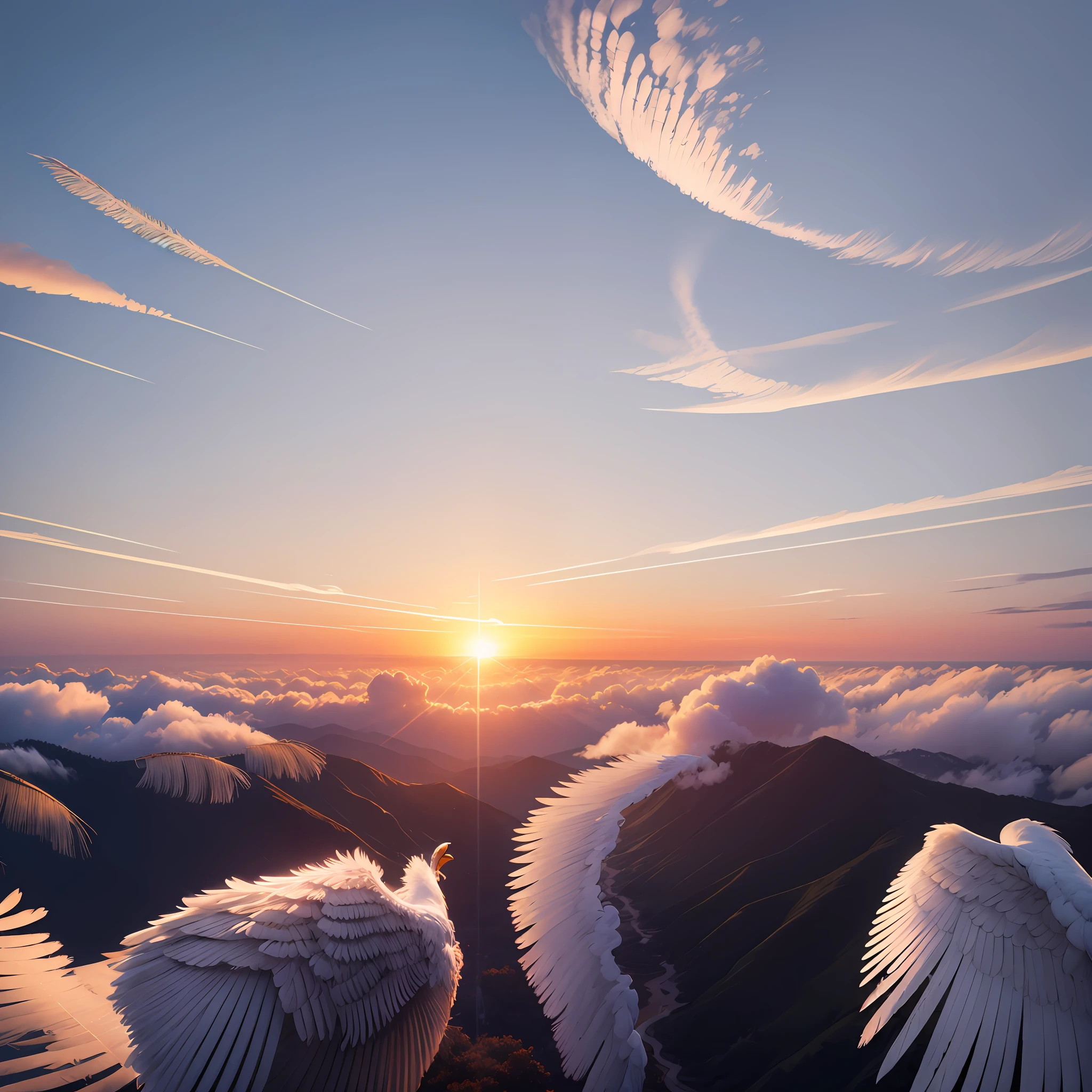 Freedom Sky Sunrise White Feathers --auto --s2