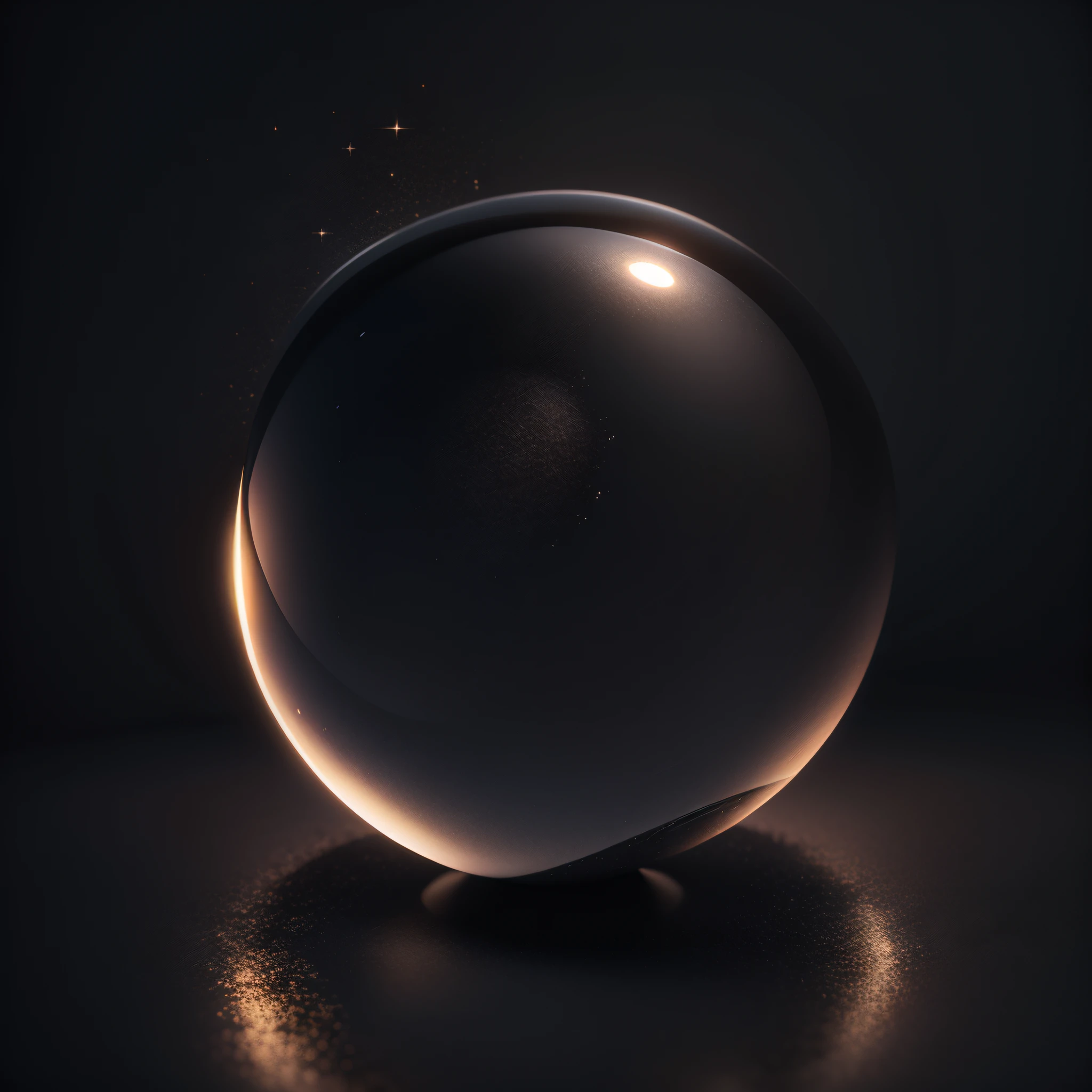 This is a blank clean glass round sphere on a pure black background,(((masterpiece))), best quality, light tracing, glitter, super realistic CG unity 8k wallpaper, close-up