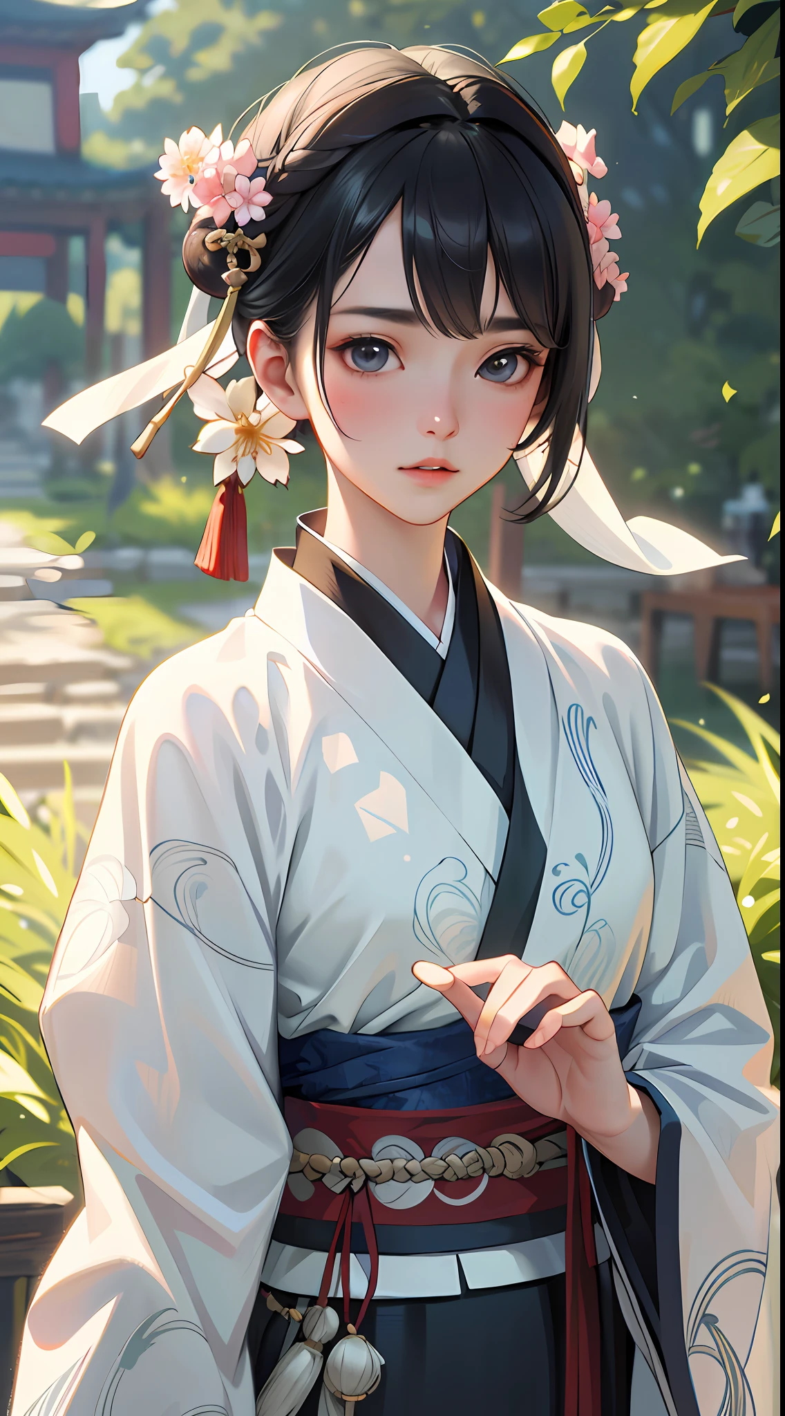 under body ,high resolution,(8k, best quality, masterpiece:1.2), (realistic, photo-realistic:1.2),the whole body,detailed face,(delicate texture, pattern, hanfu),