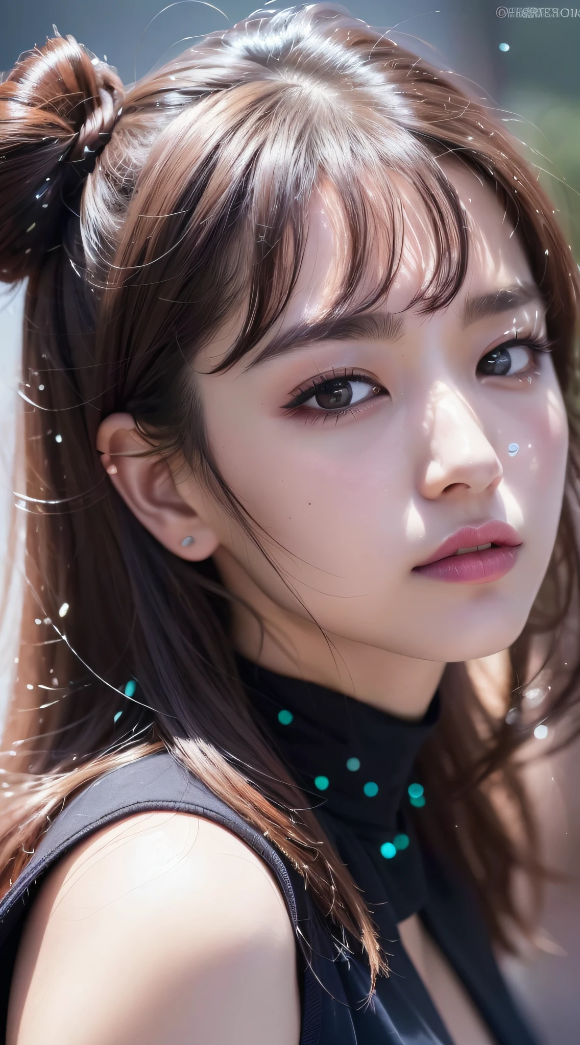 (8k, RAW photo, photorealistic: 1.25), (lip gloss, eyelashes, glossy face, glossy skin, top quality, ultra high resolution, depth of field, chromatic aberration, caustics, wide lighting, natural shading, kpop idol) gentle and goddess-like happiness,,, mans, staring at the viewer with the whole body