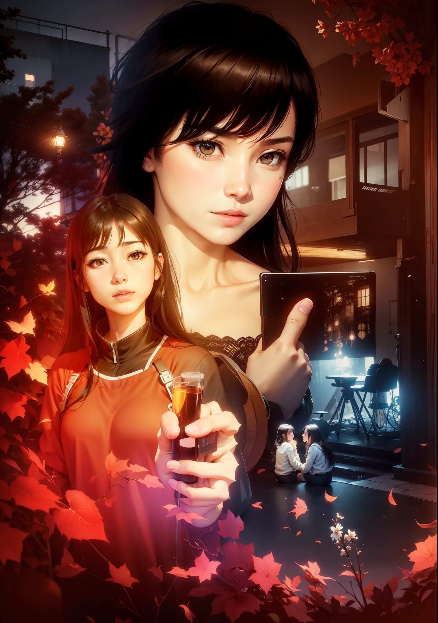 Anime: 1.2), realistic, high resolution, realistic CG model, (realistic texture: 1.2), (realistic lighting: 1.15), (natural expression: 1.1), (black hair: 1.1), (brown eyes: 1.05), (casual clothes: 1.05), (outdoor scene: 1.1), (soft focus: 1.1),improves,