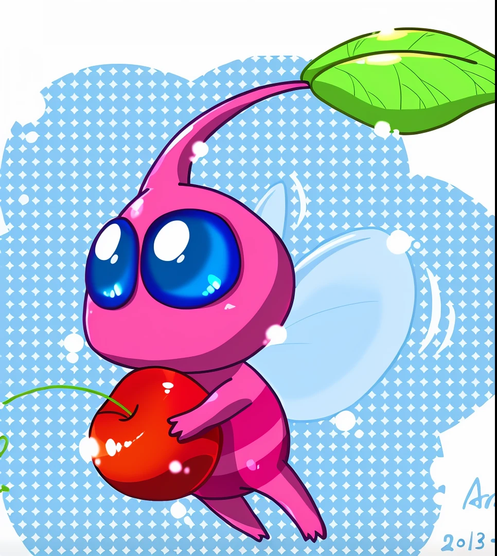 Fairy with feathers Pikmin, Pikmin, pink body, wings and cherries