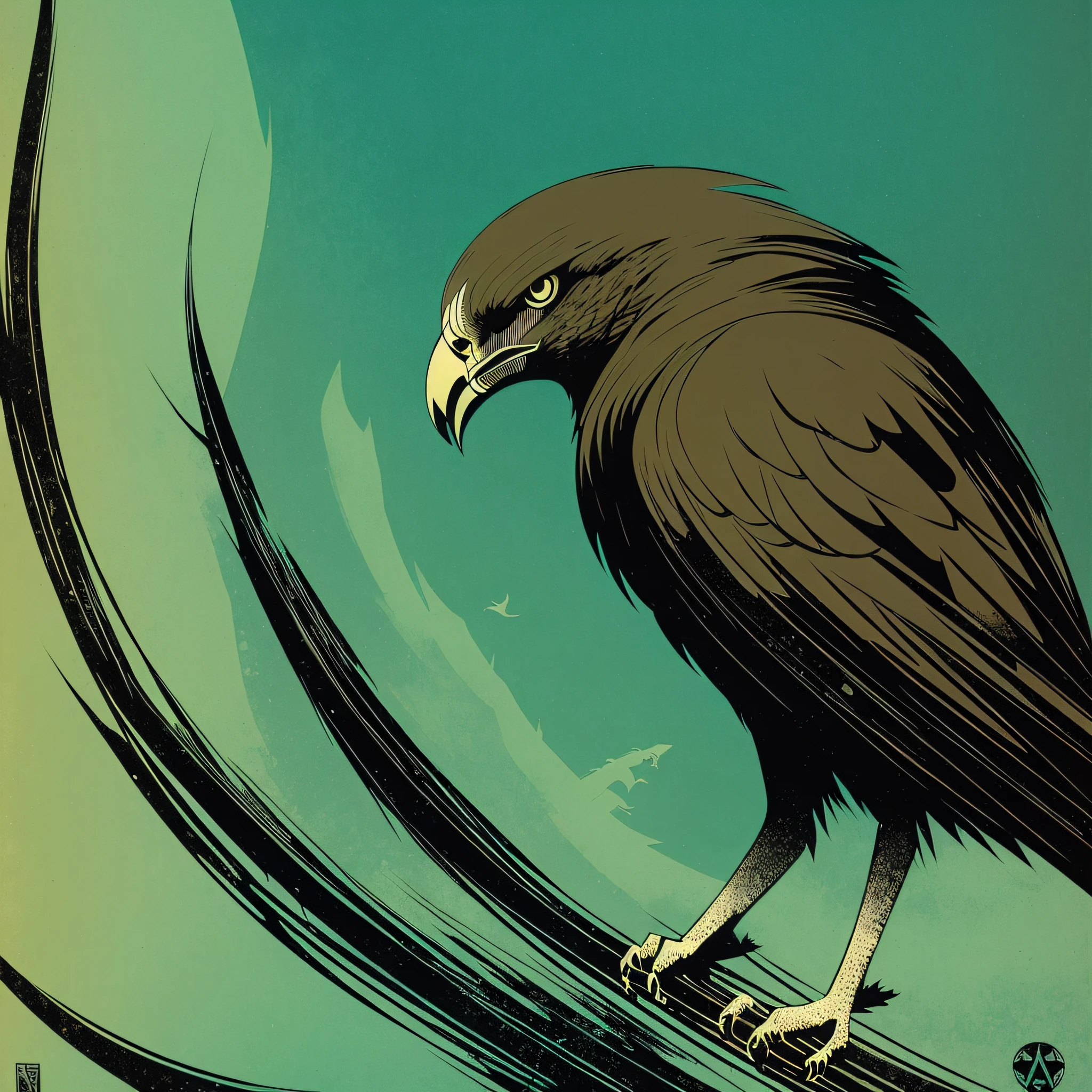 A cryptic hawk in an atmospheric bog by Eyvind Earle and Bill Sienkiewicz --auto --s2