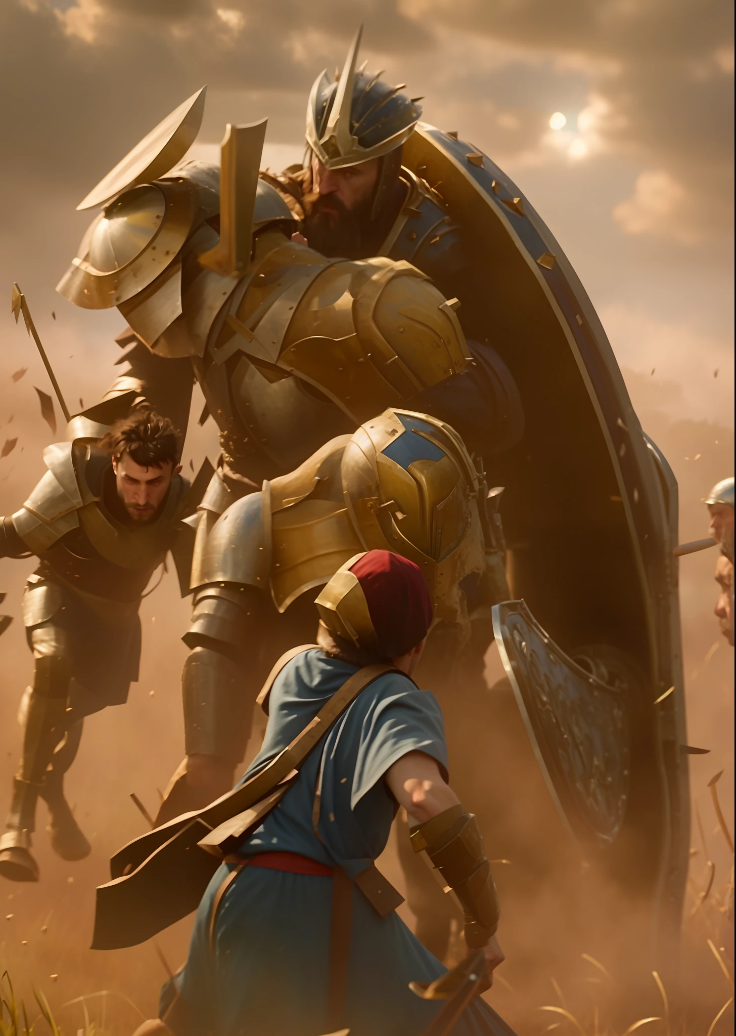 a painting of a man and another man in armor fighting for a field, by Adam Marczyński, by Pedro Pedraja, by Tadeusz Pruszkówski, by Ryan Barger, by Krzysztof Boguszewski, by Pinchus Kremegne, by Piotr Michałowski
