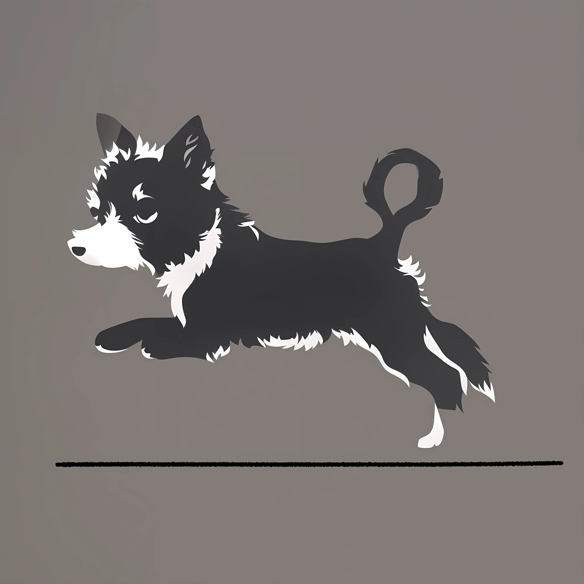 A small dog in black stick figure with a line outline, which is presented elsewhere in minimalism --auto --s2