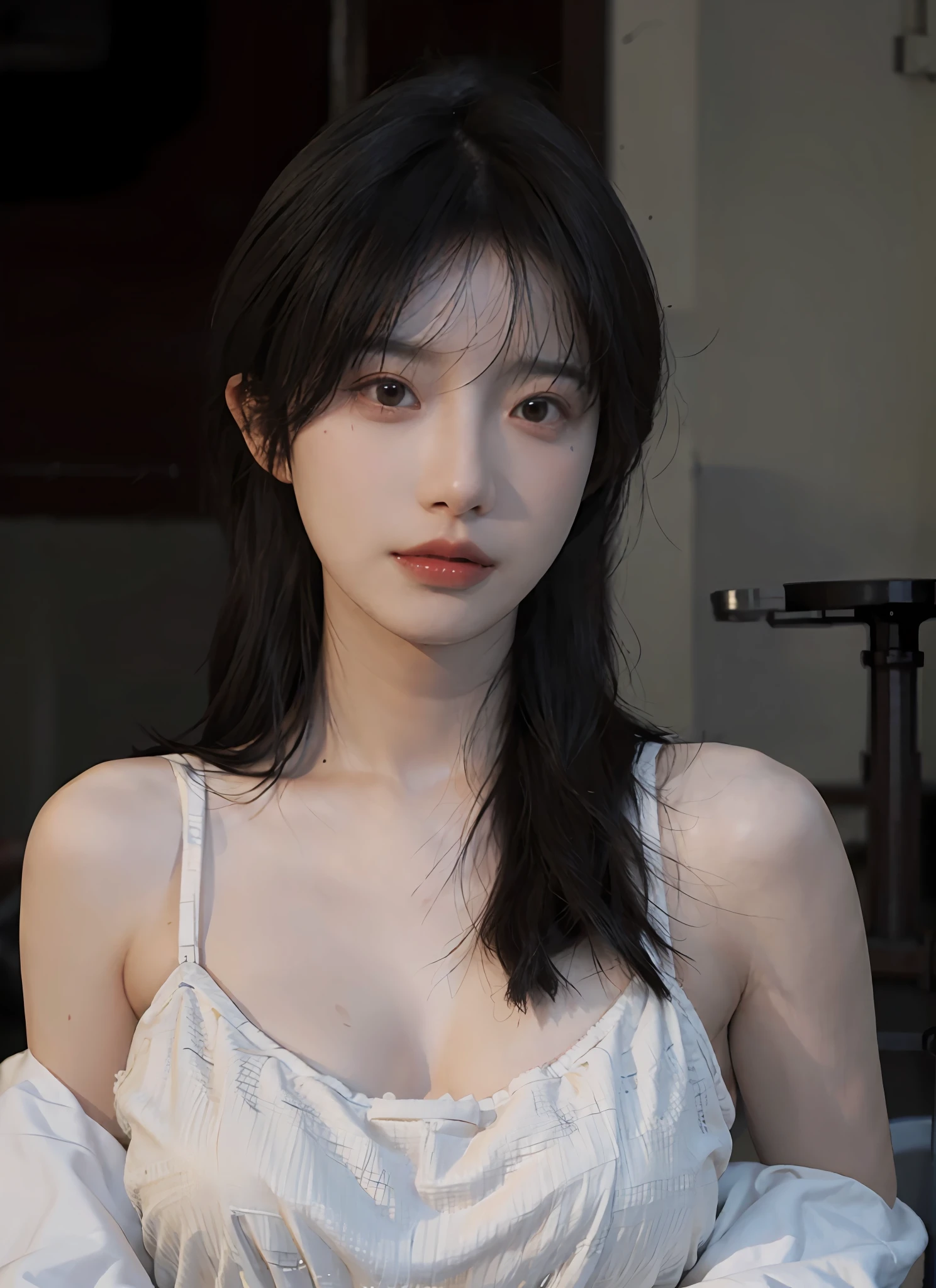 Best quality,masterpiece,ultra high res,(photorealistic:1.4),1girl,sexy,(:1.2),(bra:1.2),(large breast:1.3),(upper body:1.4)