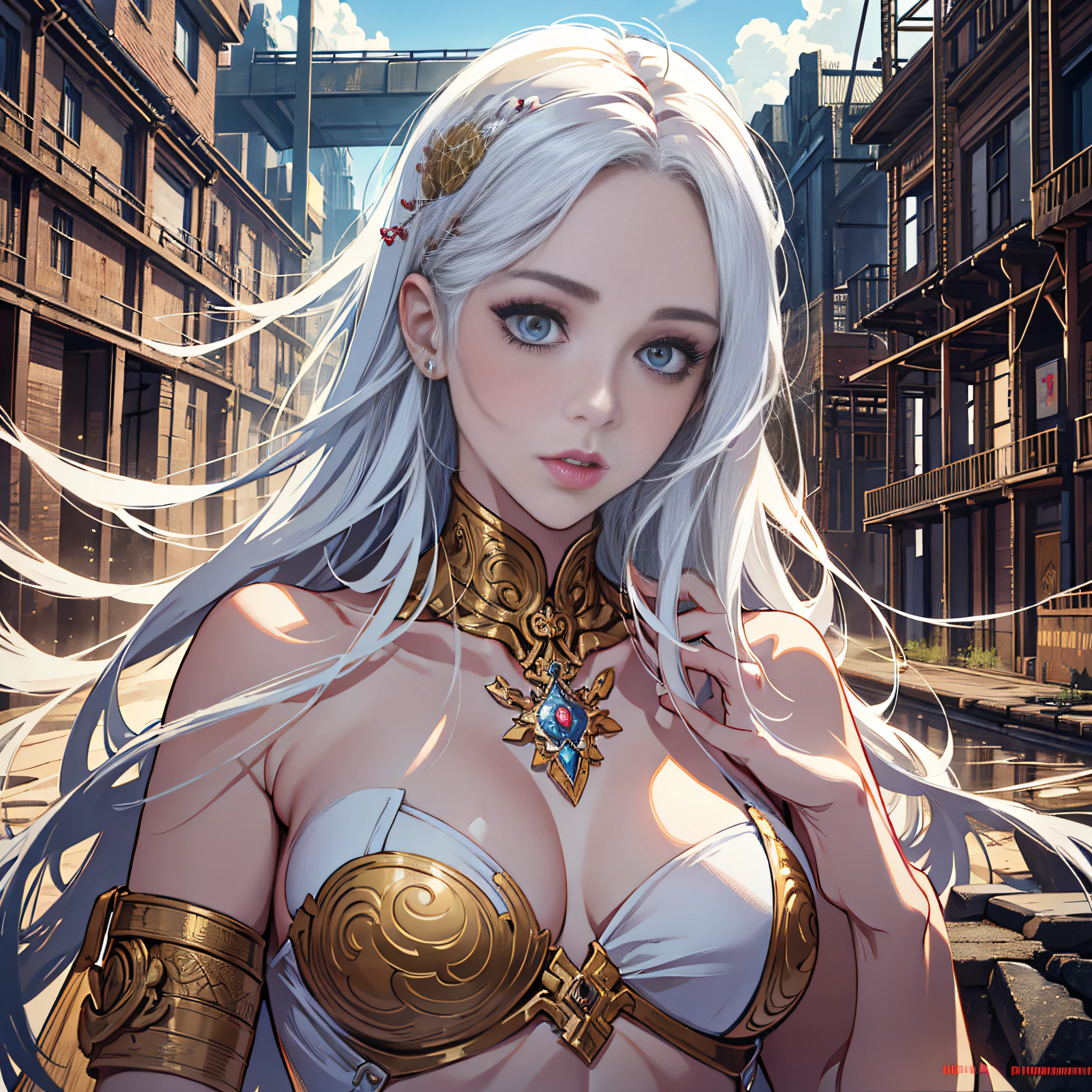 White snake, red-white eyes, ultra-detailed sea surface, skull in eye reflection, expression of motherhood and benevolence, symbol of central femininity, well-structured female body, golden light all over Human snake tail Nuwa (1girl:1.3), solo, __body-parts__, official art, unified 8k wallpaper, super detailed, beautiful and aesthetic, beautiful, masterpiece, best quality, RAW, masterpiece, super fine photo, best quality, super high resolution, photorealistic photo, sunlight, full body portrait, amazing beauty, dynamic pose, delicate face, vibrant eyes, (viewed from the front), she wears bikini, phoenix, very detailed abandoned warehouse background, detailed face, detailed complex busy background, messy, gorgeous, milky white, highly detailed skin, realistic skin details, visible pores, sharp focus, volumetric fog, 8k uhd, DSLR, high quality, film grain, fair skin, photo realism, lomography, A sprawling metropolis in a dystopia of the future, seen from below, translucent