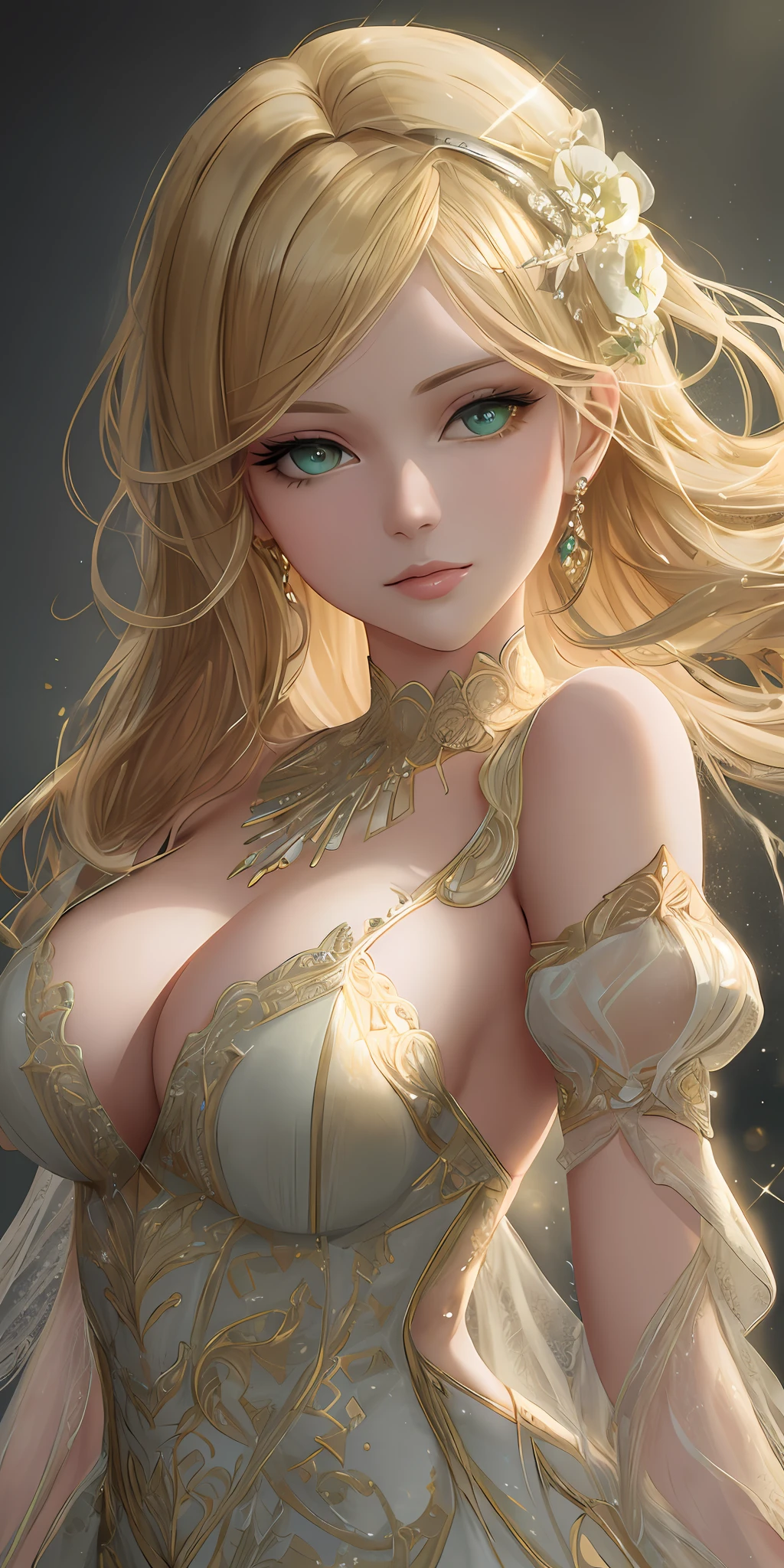 Immerse yourself in the elegance and sophistication of a beautiful blonde girl with captivating sparkling green eyes. Utilize 3D techniques and Octane rendering in 8K resolution to create a hyper-realistic portrayal of her detailed face. The intricate sharp details and smooth rendering style, combined with cinematic studio de lighting, will make this artwork a true masterpiece. Be prepared to make a splash on ArtStation as it becomes a trendsetter in the digital art community.