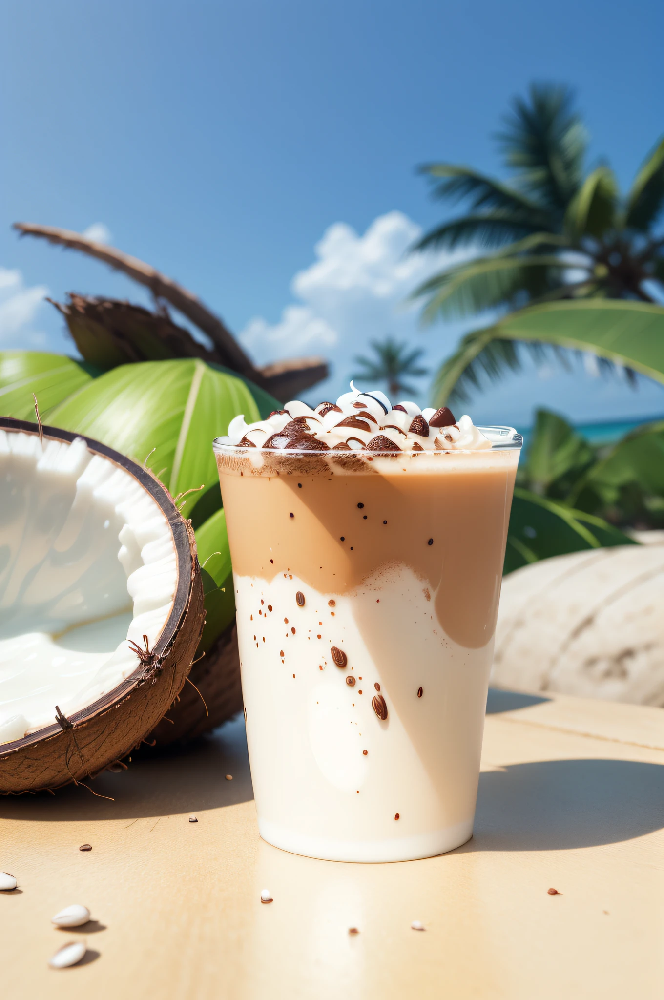 Coconut Aroma: A cup of raw coconut latte with a rich coconut aroma immerses you in the tropics.

A taste of art: Our raw coconut latte blends art and cuisine to inspire your taste buds even with creativity.

Taste meets culture: Taste and culture with this cup of coffee, you will experience the fusion of multiple cultures, enriching the sensory journey on the taste buds.

A cup of art: This cup of coffee is like a work of art, and its appearance, taste and mouthfeel are so remarkable that you can completely revel in it.

Beautiful and stylish: Coconut latte represents fashion, beauty and taste, and this cup of coffee will become an essential part of your life.

Diversification of tastes: This cup of coffee has a variety of flavors, allowing you to explore different taste sensations during the tasting.

Classic and modern: Coconut latte introduces you to a world where classic and modern meet, allowing your taste buds to feel this unique cultural atmosphere.

A cup of art: This cup of coffee is like an artistic creation, it contains inspiration and creativity, so that your taste buds can feel the beauty of art.

A symbol of luxury and quality: This cup of coffee represents luxury, quality and sophistication, making you feel the high quality and beauty of life.

Elegant and mysterious: Raw coconut latte is full of elegance and mystery that will make your taste buds feel the flow of this elegance. --auto --s2