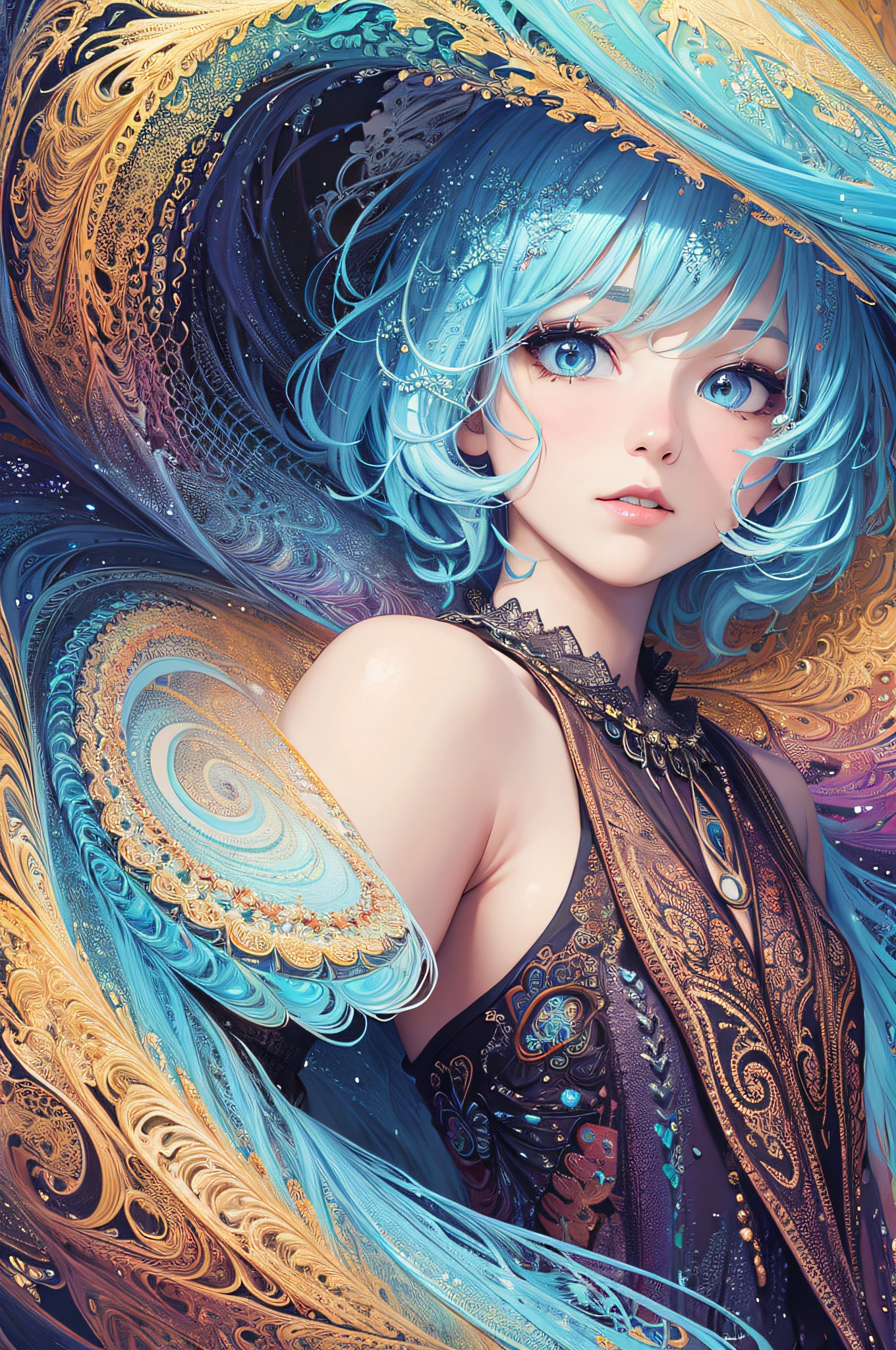 (masterpiece, top quality, best quality, official art, beautiful and aesthetic:1.2), (1girl), extreme detailed,(fractal art:1.3),colorful,highest detailed