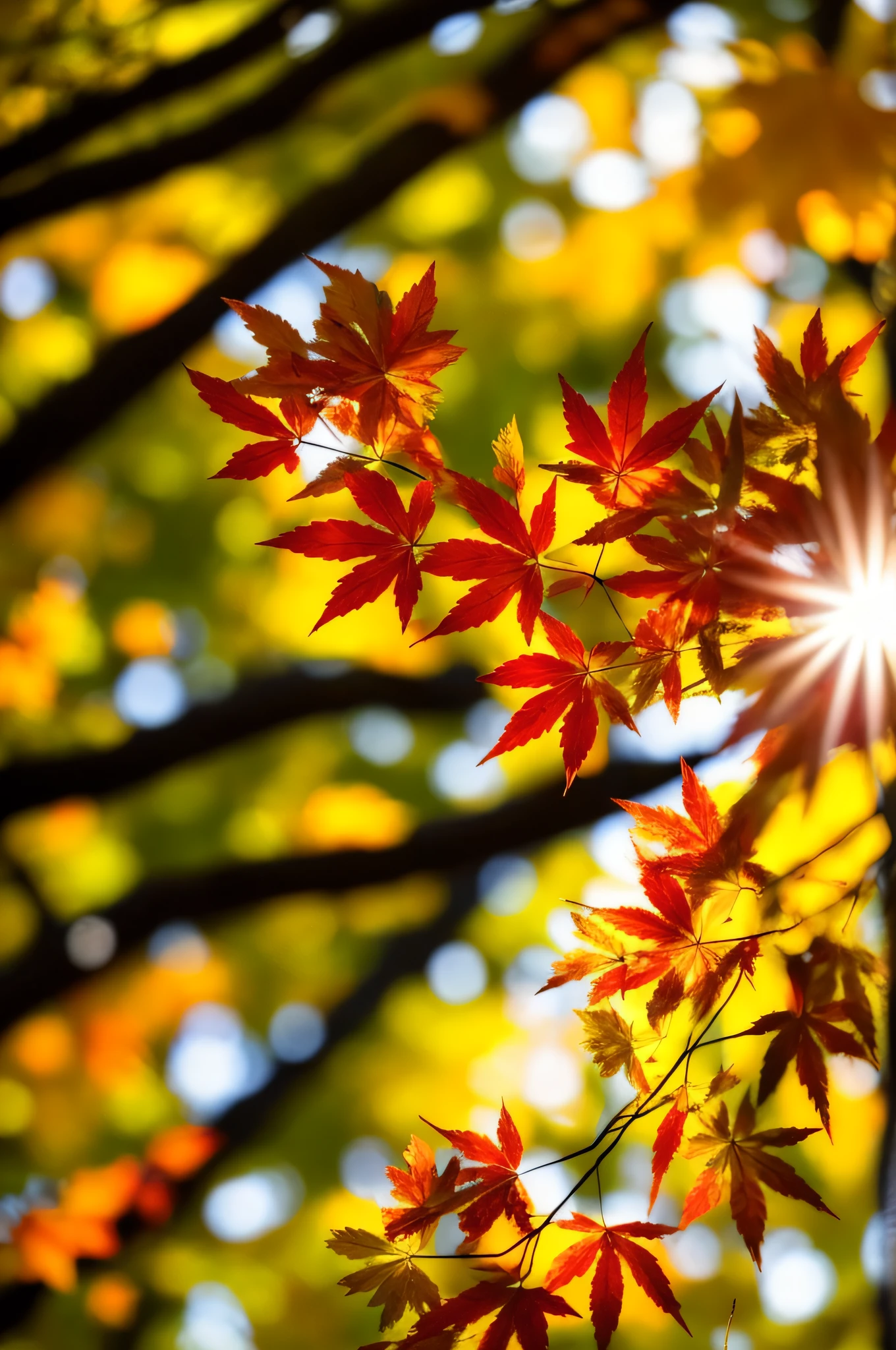 there is a bird that is sitting on a branch of a tree, maple tree, green leaves, leaves in foreground, green foliage, leaves on branches, backlight green leaves, leaves and magic, japanese maples, wind blowing leaves, green backlight leaves, backlight leaves, leaves in the air, branches and foliage, canadian maple leaves, vibrant colorful green leaves