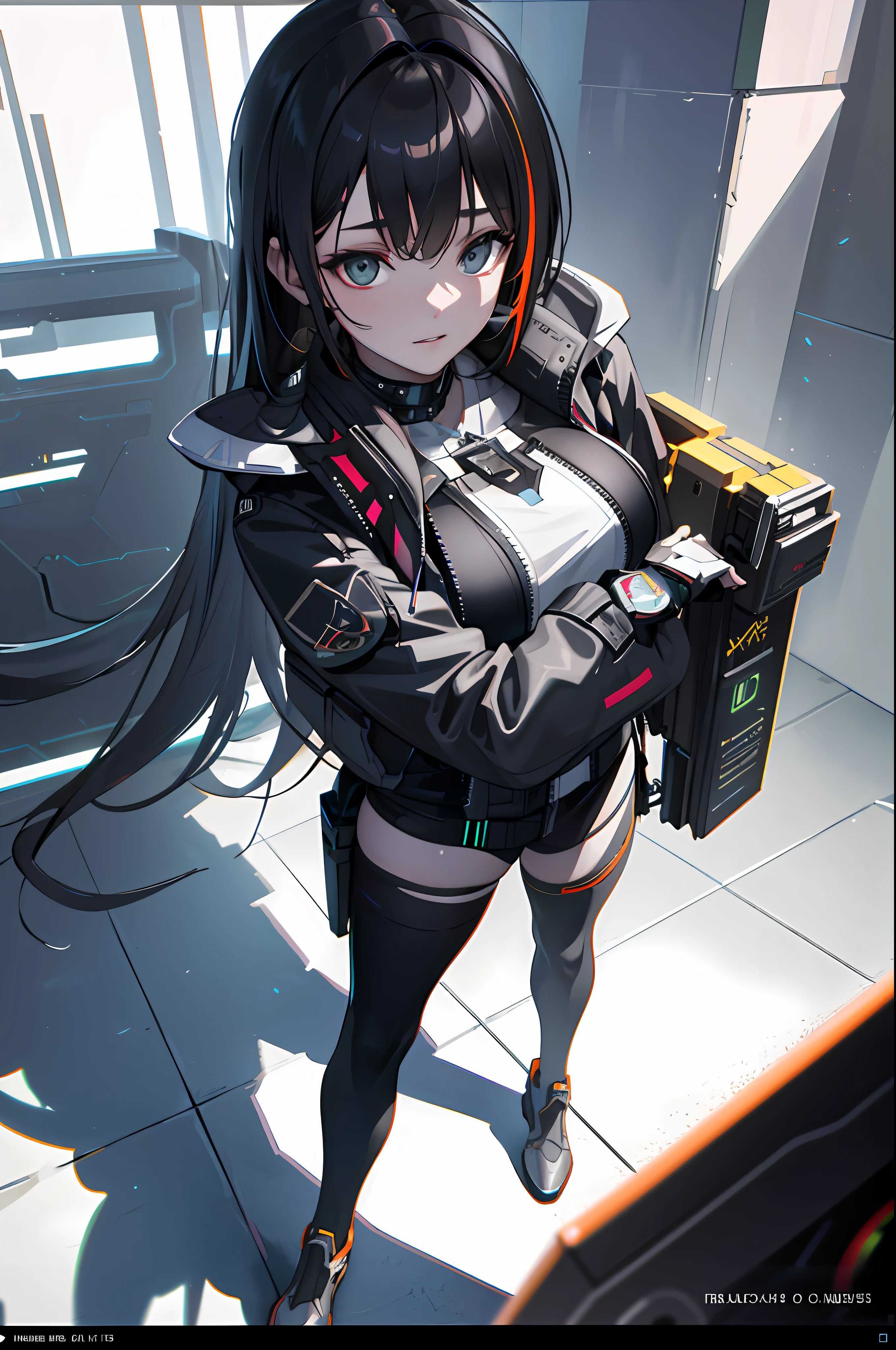 ((Best quality)), ((masterpiece)), (detailed:1.4), 3D, an image of a beautiful cyberpunk female,HDR (High Dynamic Range),Ray Tracing,NVIDIA RTX,Super-Resolution,Unreal 5,Subsurface scattering,PBR Texturing,Post-processing,Anisotropic Filtering,Depth-of-field,Maximum clarity and sharpness,Multi-layered textures,Albedo and Specular maps,Surface shading,Accurate simulation of light-material interaction,Perfect proportions,Octane Render,Two-tone lighting,Wide aperture,Low ISO,White balance,Rule of thirds,8K RAW,