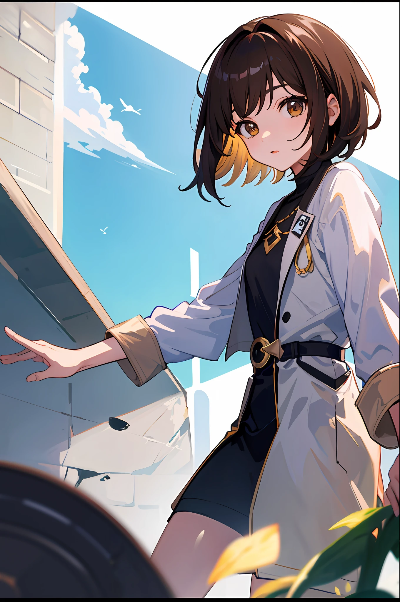 1girl,cetus,coda,short hair,brown hair,brown eyes