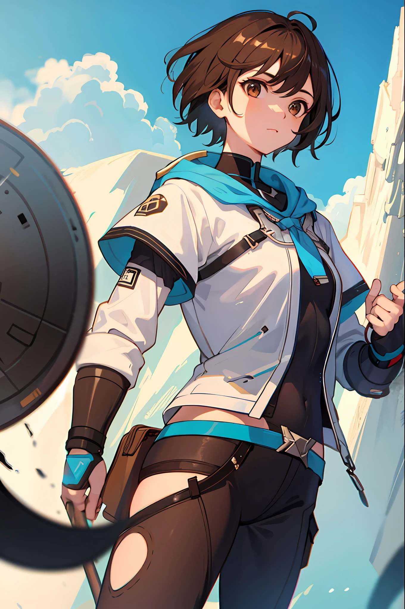 1girl,cetus,coda,short hair,brown hair,brown eyes