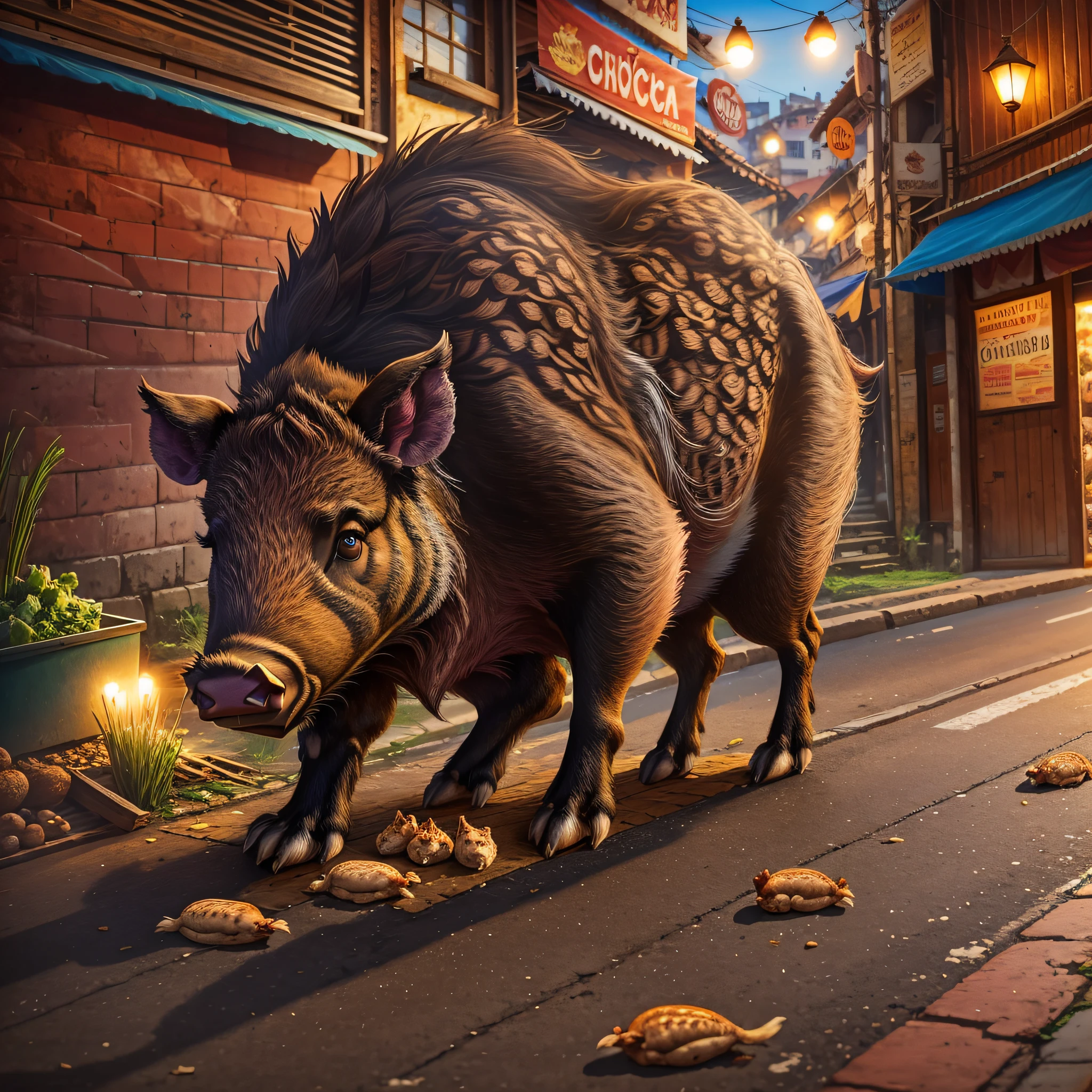Wild boar and chicken, city, dancing --auto --s2