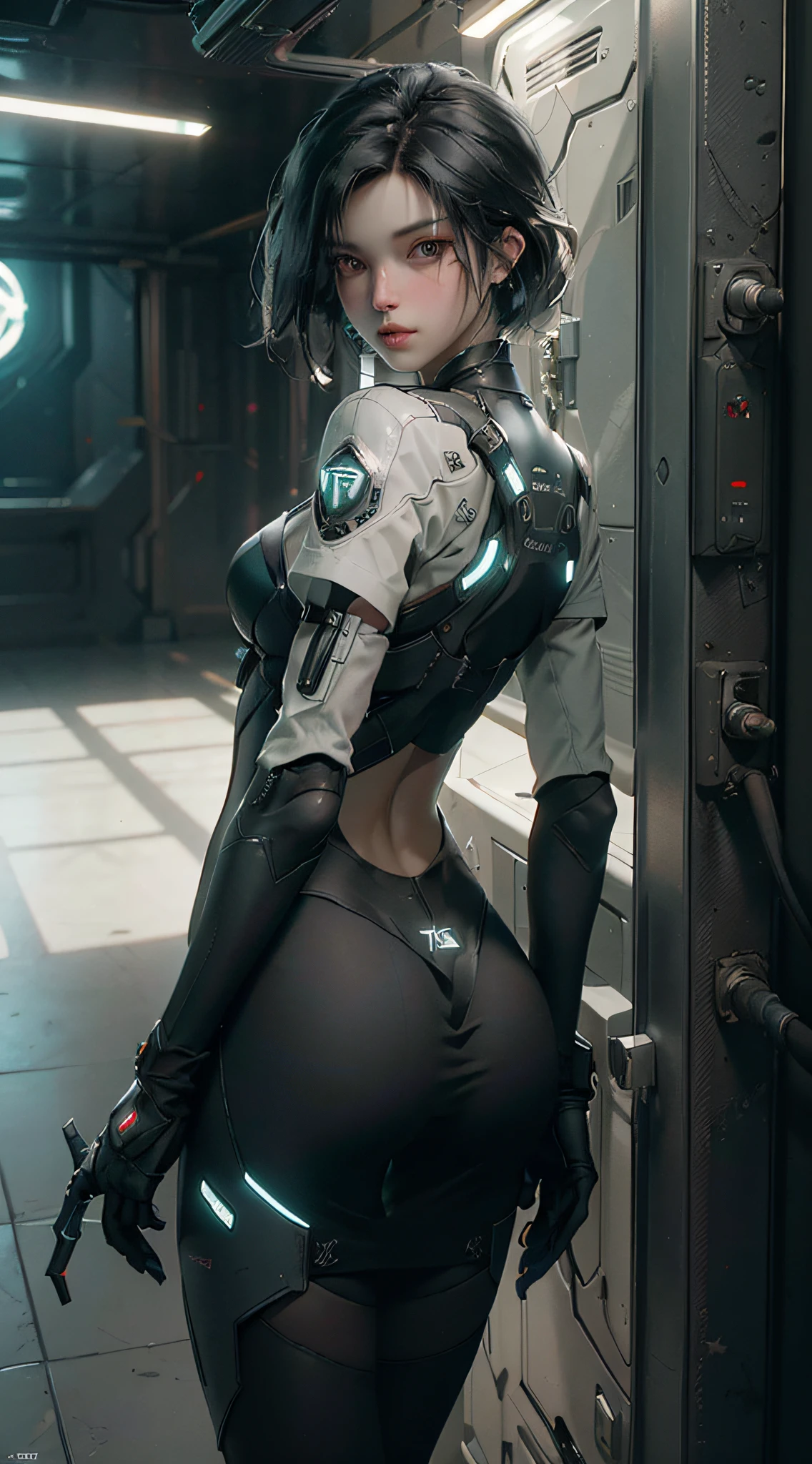 ((Best Quality)), (Masterpiece)), (Details:1.4), 3D, Beautiful Cyberpunk Woman Image,HDR (High Dynamic Range),Ray Tracing,NVIDIA RTX,Super Resolution,Unreal 5,Subsurface Scattering,PBR Texturing,Post-Processing,Anisotropic Filtering,Depth of Field,Maximum Clarity and Sharpness, Multilayer Textures, Albedo and Specular Maps, Surface Shading, Accurate Simulation of Light-Material Interactions, Perfect Proportions, Octane Rendering, Two-tone Lighting, Wide Aperture, Low ISO, White Balance, Rule of Thirds, 8K RAW, Ass, Night, Cyber City, Short Hair, Black Hair, Overexposed