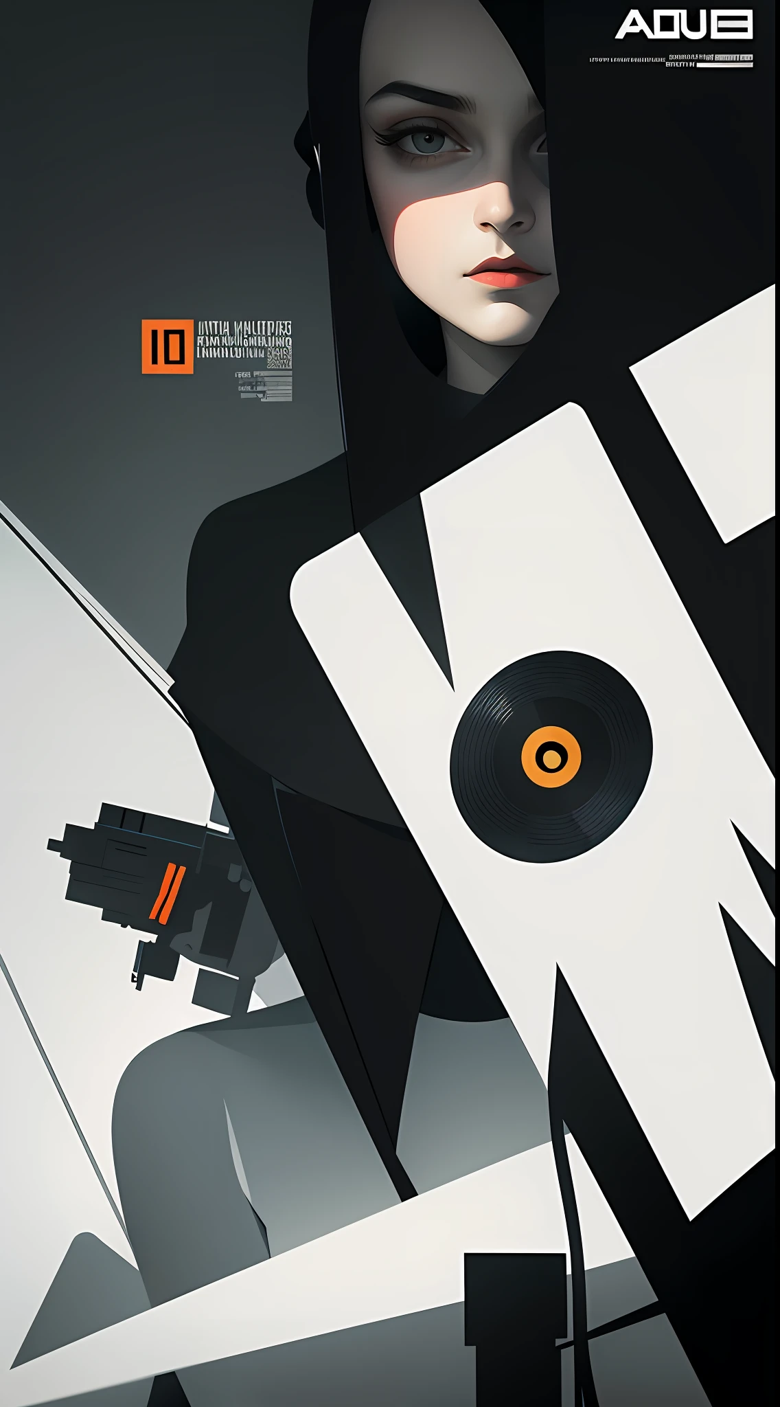 masterpiece, best quality, 1girl, spy movie poster, bauhaus, shapes, lines, abstract