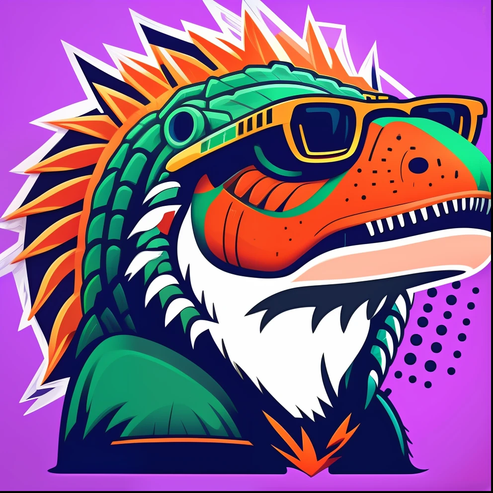 Front close-up face of a T-Rex wearing glasses, A 2D logo illustration in round style for T-shirt print. Tags: [masterpiece], HD quality, perfect image, close-up, front, 2D logo, round style.
