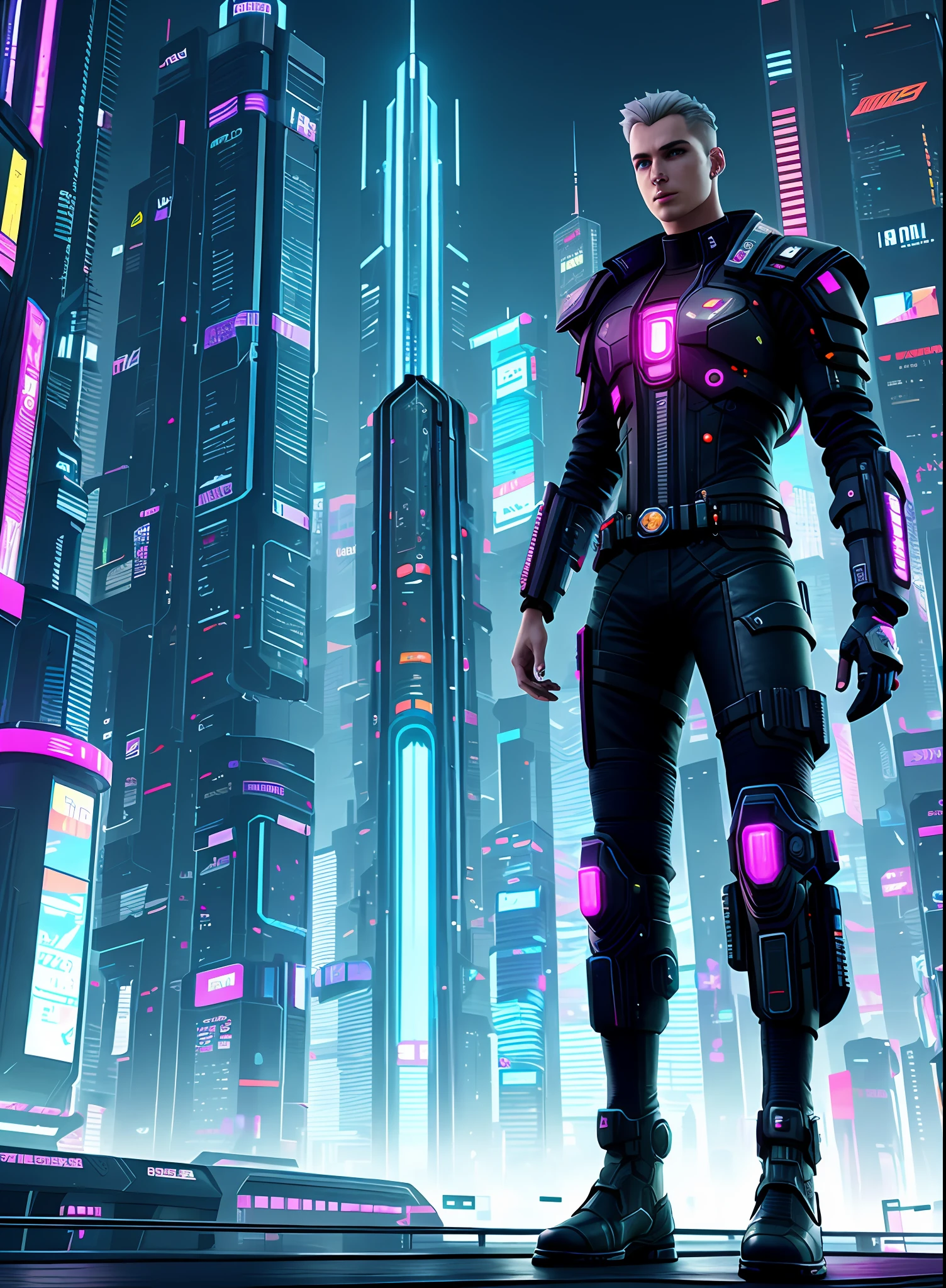 futuristic man in futuristic city with futuristic lights and futuristic buildings, cyberpunk 2 5 y. the model boy, ultrarealistic cyberpunk art 8k, in a futuristic cyberpunk city, female cyberpunk, cyberpunk with neon lighting, hyper-realistic cyberpunk style, cyberpunk man, beautiful cyberpunk model man, cyberpunk male anime boy, cyberpunk beautiful boy, silenced cyberpunk style, dreamer cyberpunk boy