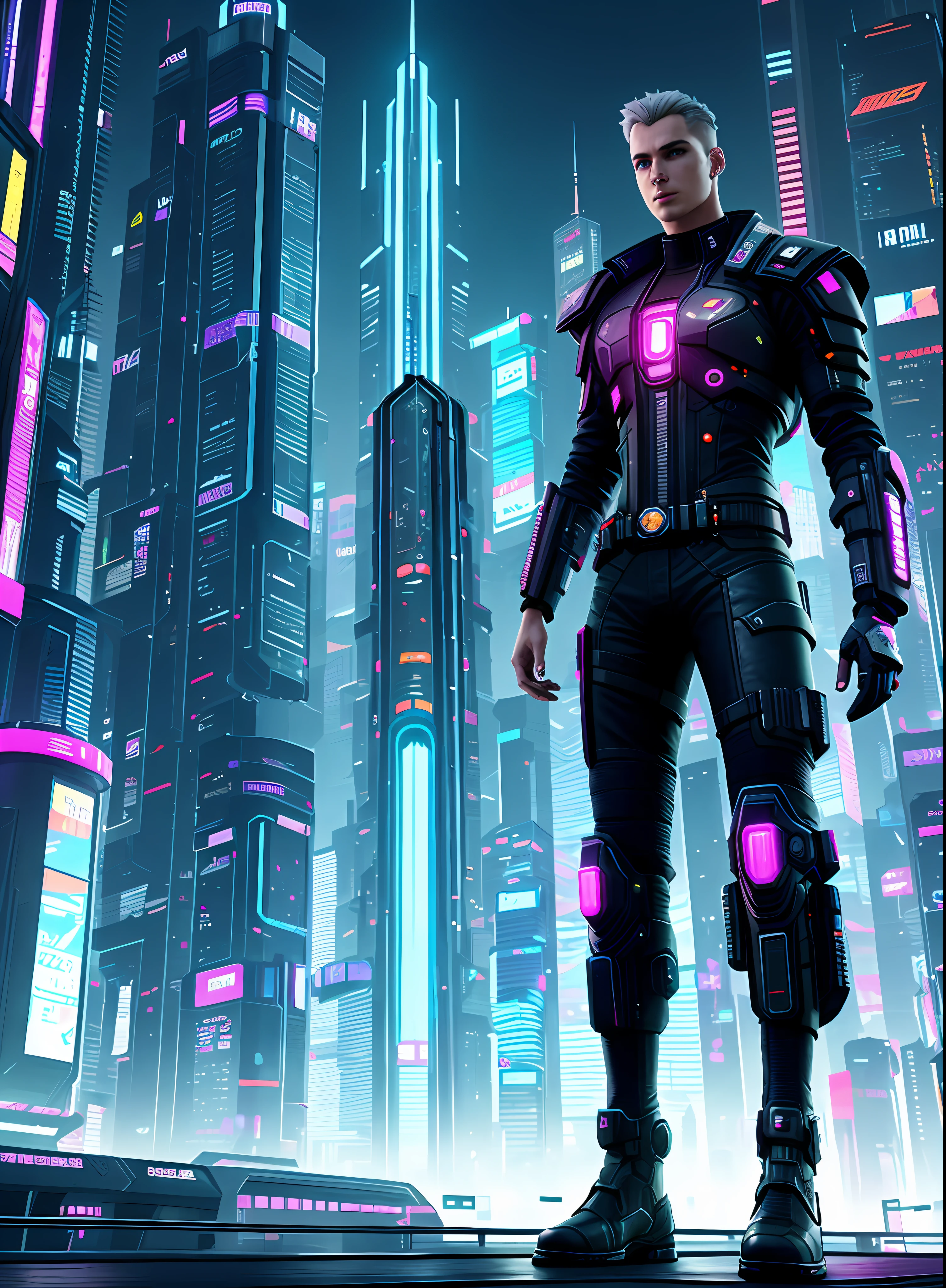 futuristic man in futuristic city with futuristic lights and futuristic buildings, cyberpunk 2 5 y. the model boy, ultrarealistic cyberpunk art 8k, in a futuristic cyberpunk city, female cyberpunk, cyberpunk with neon lighting, hyper-realistic cyberpunk style, cyberpunk man, beautiful cyberpunk model man, cyberpunk male anime boy, cyberpunk beautiful boy, silenced cyberpunk style, dreamer cyberpunk boy