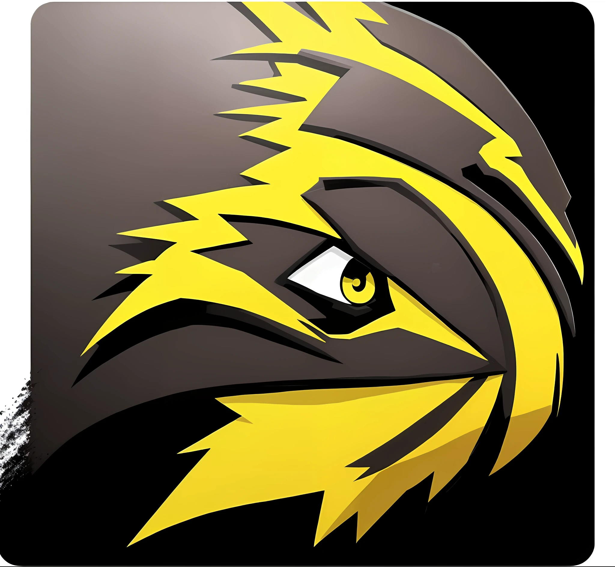 A yellow and black logo with a lightning bolt, "elegant dinisaurus head", velociraptor, CSGO team sticker, fusion velociraptor head, large velociraptor head
