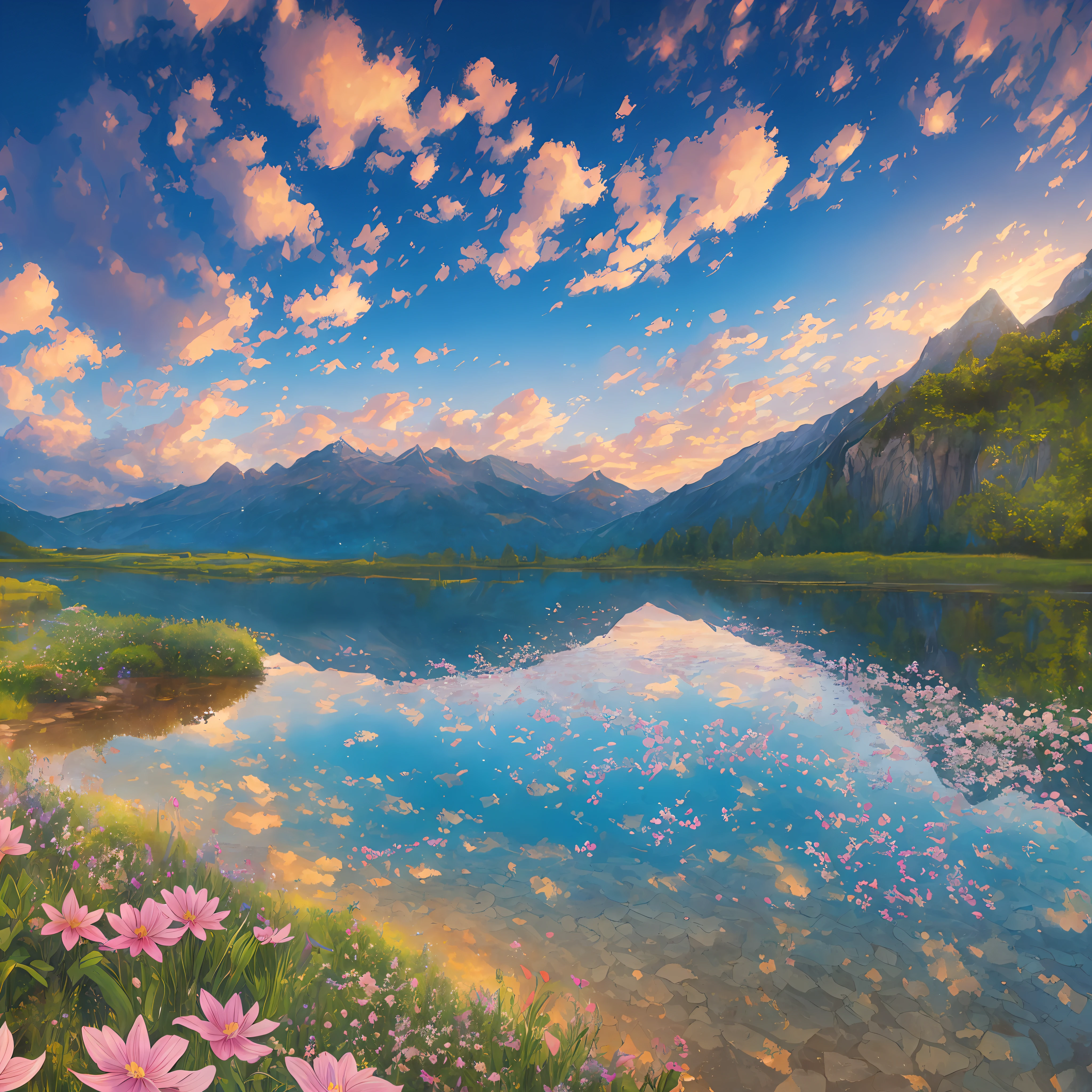 (Masterpiece, best quality, high quality, extremely detailed CG Unity 8k wallpaper), ((real)), ((Tyndall ray)), landscape, outdoor, flower, cloud, sky, no man, mountain, landscape, water, tree, rain, waterfall, cliff, nature, lake, river, award winning photography, bokeh, depth of field, HDR, flood, chromatic aberration , realistic, very detailed, art station trend, complex, high detail, dramatic, art halfway, wide-angle --auto --s2