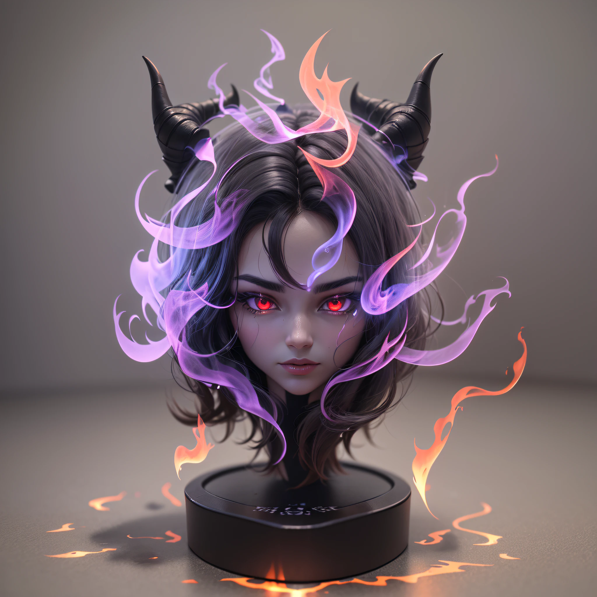 devil in 3d hologram, transparent fire --auto --s2