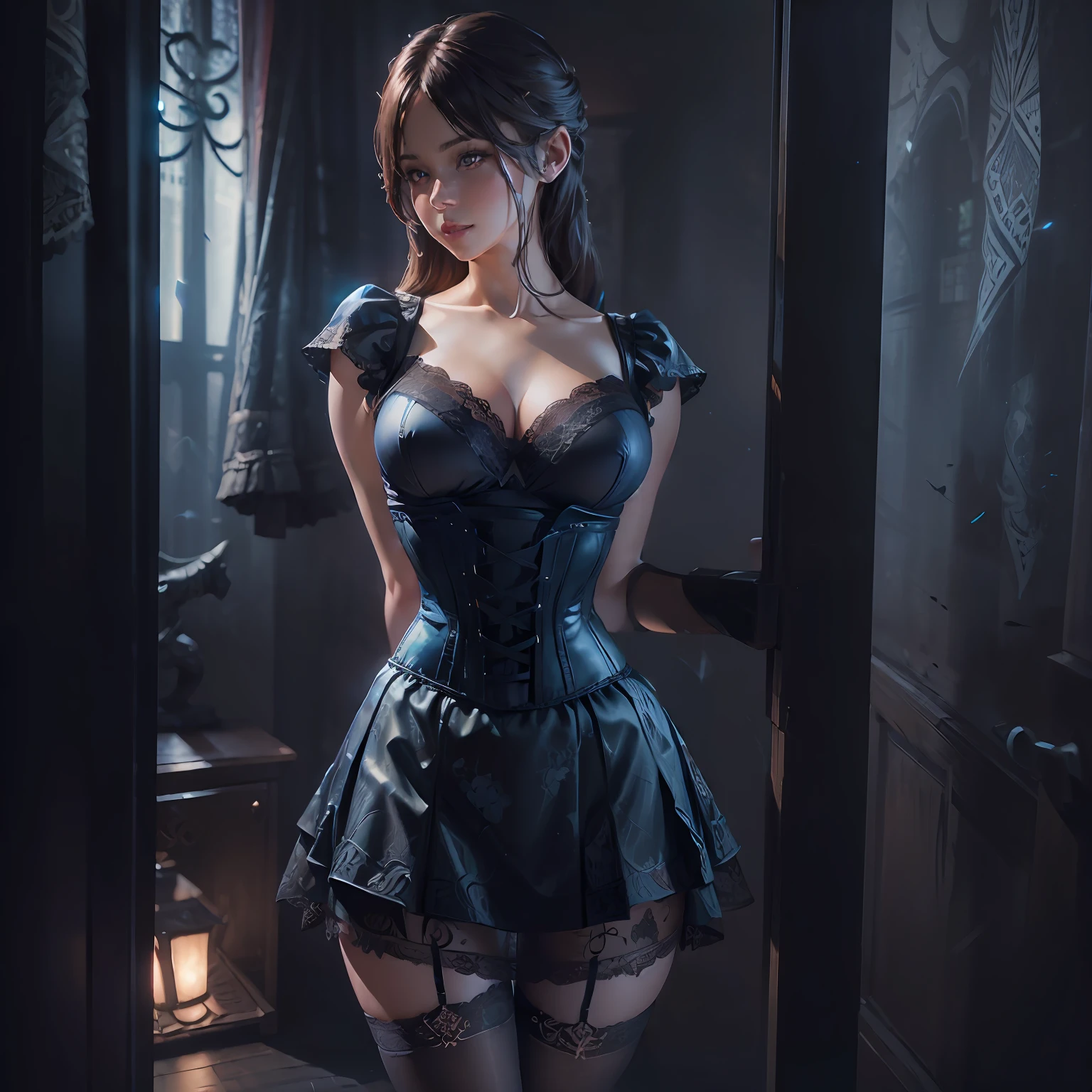 (in the dark:1.6), Hyperrealist portrait of female by david hockney and alphonse mucha, cleavage big breasts:1.2, (mini skirt:1,5) , fantasy art, photo realistic, dynamic lighting, artstation, volumetric lighting, very detailed faces, 4 k, award winning, 2 girls, in the dark, deep shadow, low key, full body shot, shot from behind, sexy, (sexy lace clothing:1.4), dress, corset, panties, miniscirt, blue, looking at viewer, makeup, lipstick, stockings, heels, bedroom, long hair, black hair , (in the dark:1.6), Hyperrealist portrait of female by david hockney and alphonse mucha, cleavage big breasts:1.2, (mini skirt:1,5) , fantasy art, photo realistic, dynamic lighting, artstation, volumetric lighting, very detailed faces, 4 k, award winning, 2 girls, in the dark, deep shadow, low key, full body shot, shot from behind, sexy, (sexy lace clothing:1.4), dress, corset, panties, miniscirt, blue, looking at viewer, makeup, lipstick, stockings, heels, bedroom, long hair, black hair --auto --s2