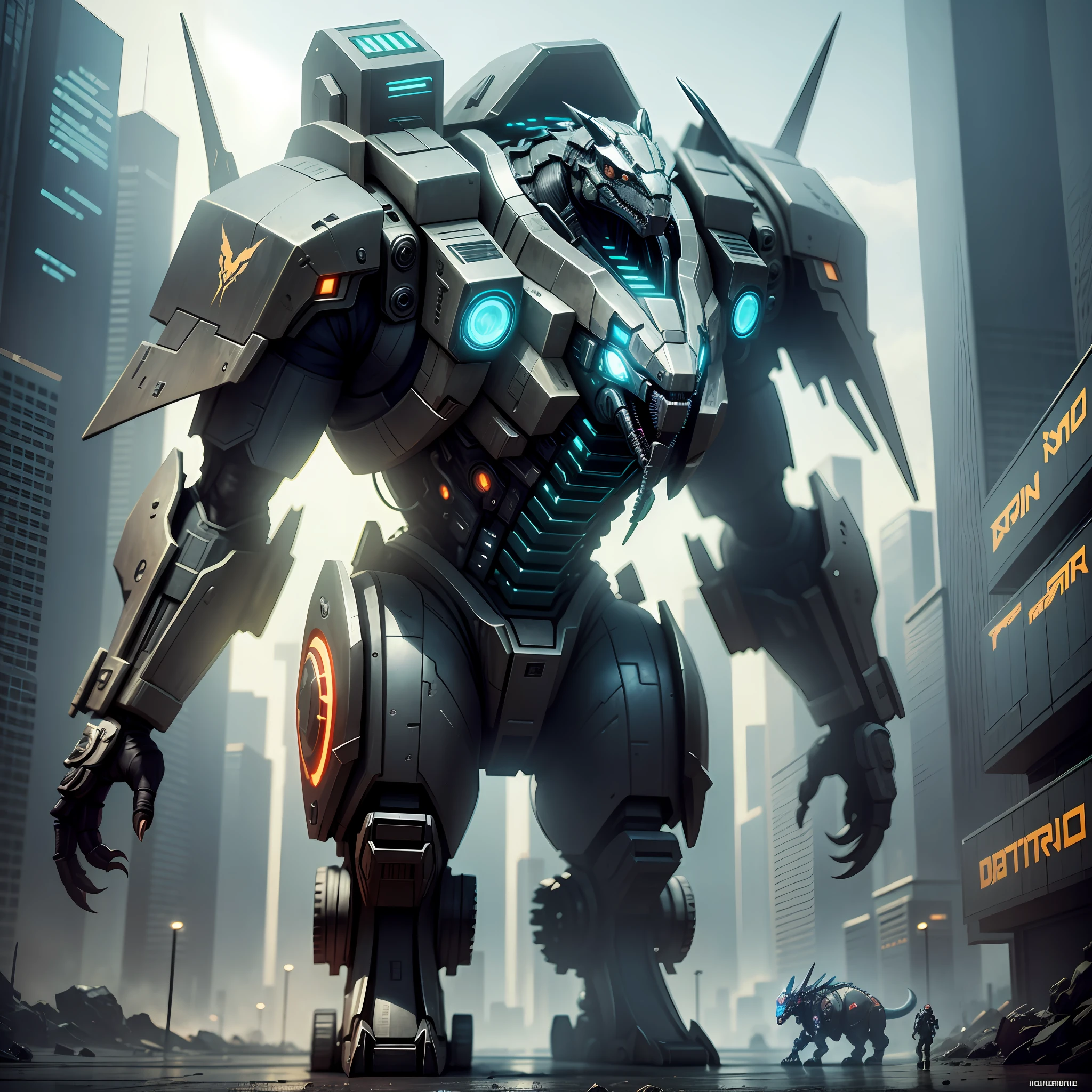 A metal dinosaur, cyberpunk style, inspired by the bunblebee of Transformers, realistic photo, high quality, 8K --auto --s2