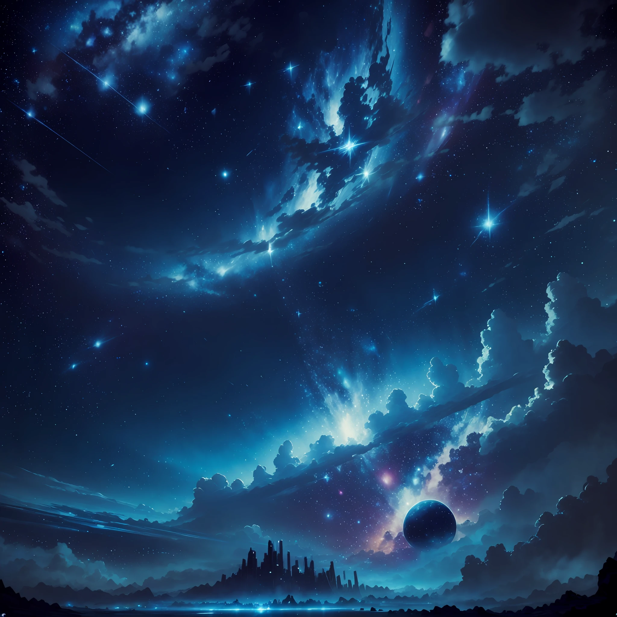 the starry sky, the planet, Futurism, cinematic lighting, masterpiece --auto --s2