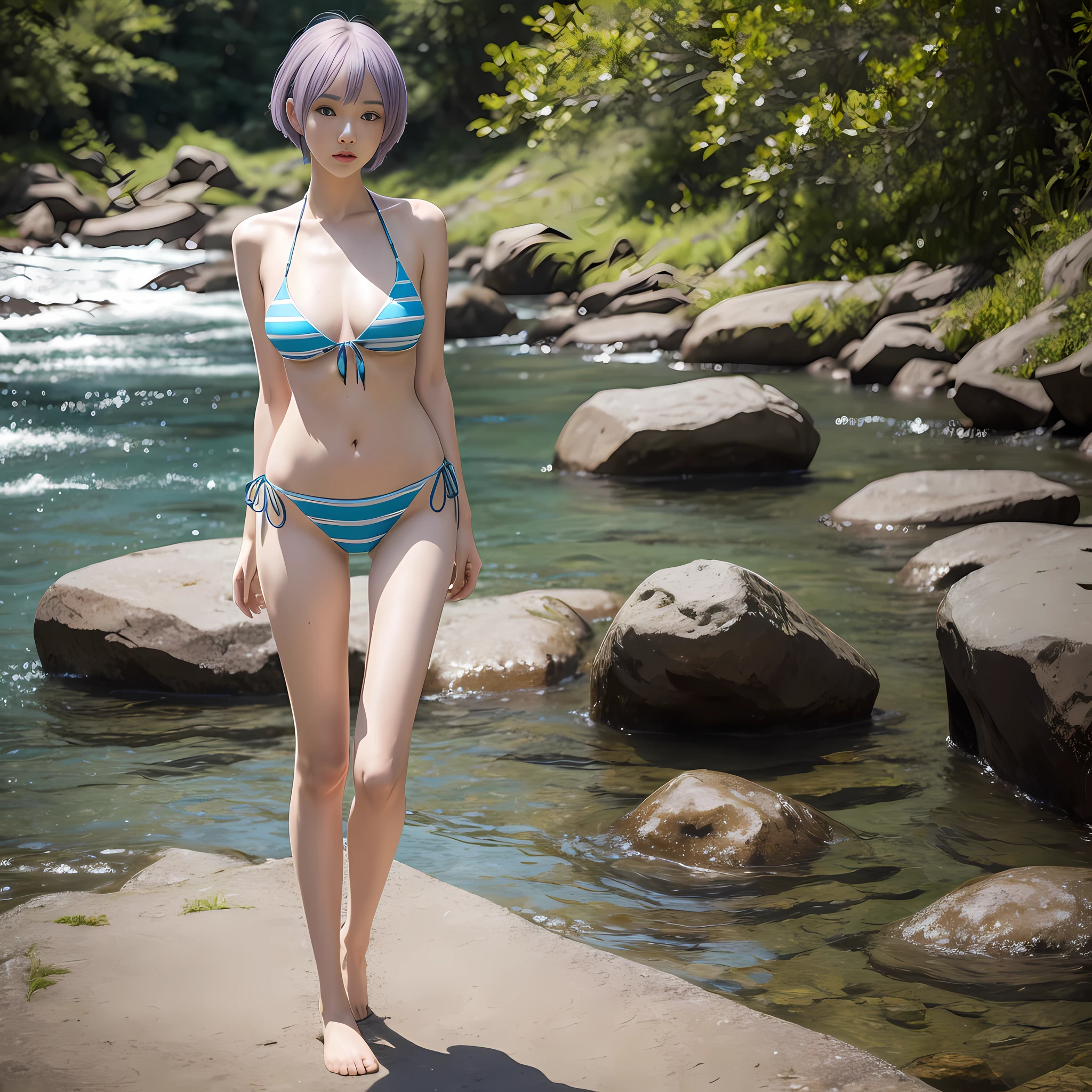 Slender legs, rem, full body photo, bikini, no pants, --auto --s2