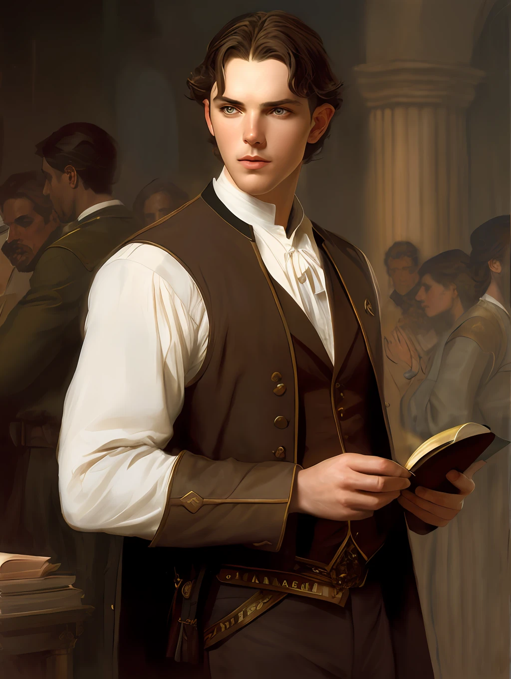 (Masterpiece) Nicholas Hoult as an insanely handsome middle- man, red skin, black short messy hair, hazel eyes, perfect face, extremely handsome man, big Greek nose, nice lips, biblical, gospel, digital painting, watercolor painting oil, painterly, by Jeremy Lipking, by Antonio J. Manzanedo, Alphonse Mucha, Fuller Graves, Bartolome Esteban Murillo, JC Leyendecker, Craig Mullins, Peter Paul Rubens Detailed Painting, CGSetivity, ArtStation HD, High Detail, Photorealism, Concept Art, ArtStation HD, official art, trend in the artstation, 8k.