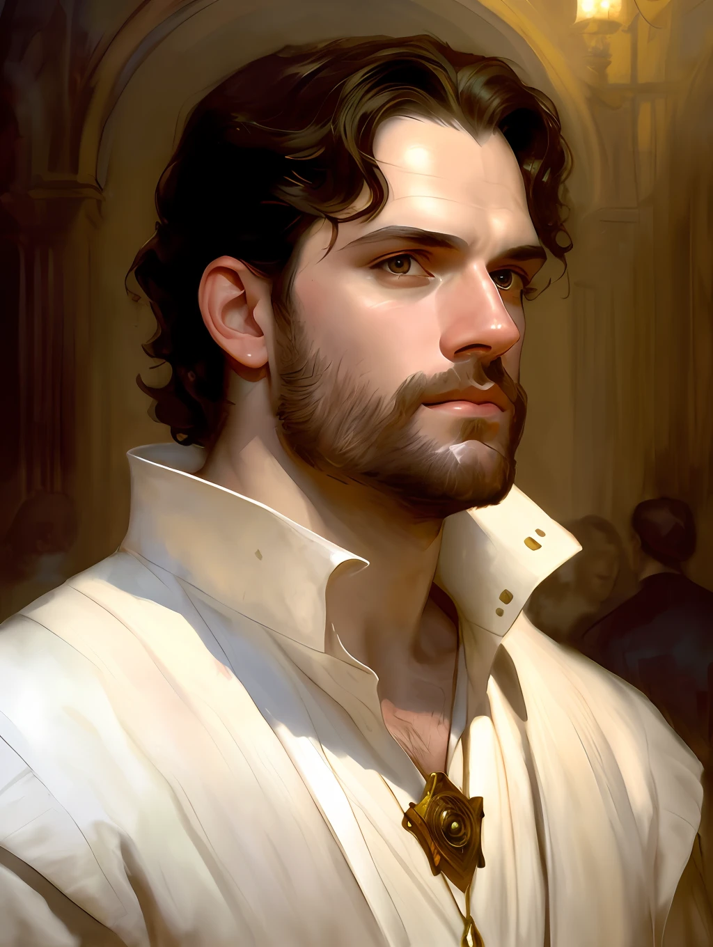 (Masterpiece) Henry Cavill as an insanely handsome middle-age man, red skin, black short messy hair, hazel eyes, perfect face, extremely handsome man, big Greek nose, nice lips, biblical, gospel, digital painting, watercolor painting oil, painterly, by Jeremy Lipking, by Antonio J. Manzanedo, Alphonse Mucha, Fuller Graves, Bartolome Esteban Murillo, JC Leyendecker, Craig Mullins, Peter Paul Rubens Detailed Painting, CGSetivity, ArtStation HD, High Detail, Photorealism, Concept Art, ArtStation HD, official art, trend in the artstation, 8k.