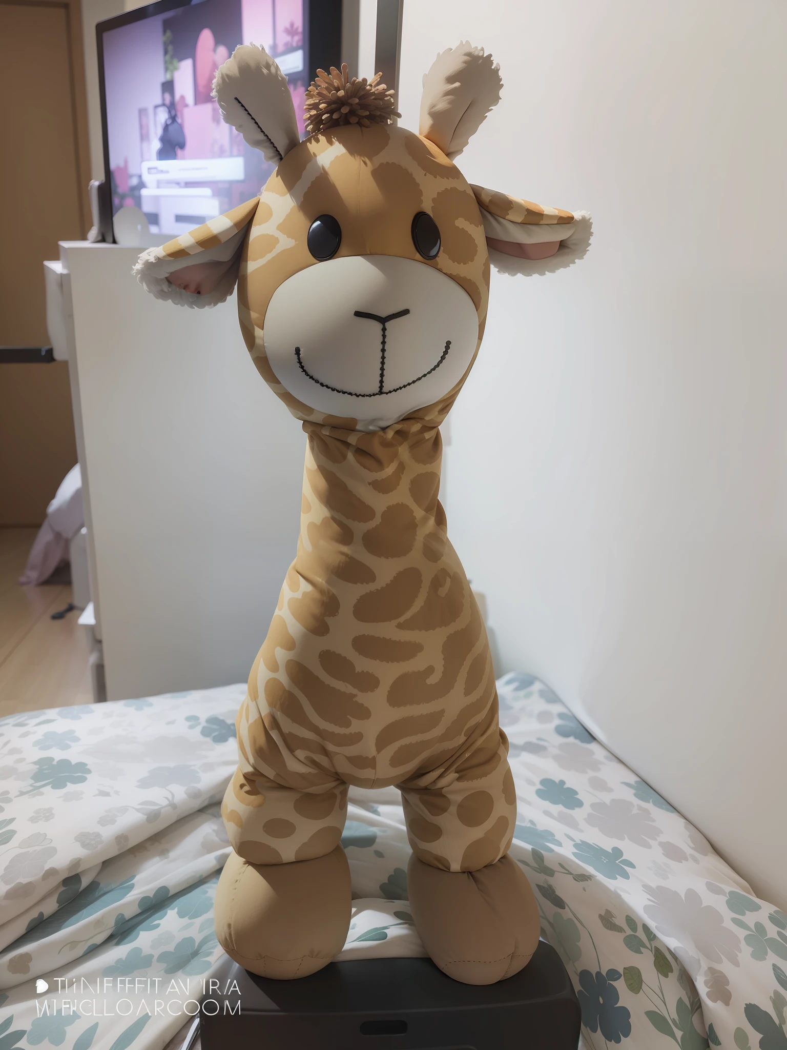 Change the background landscape of this stuffed animal, transform the landscape into a tropical forest of Africa.