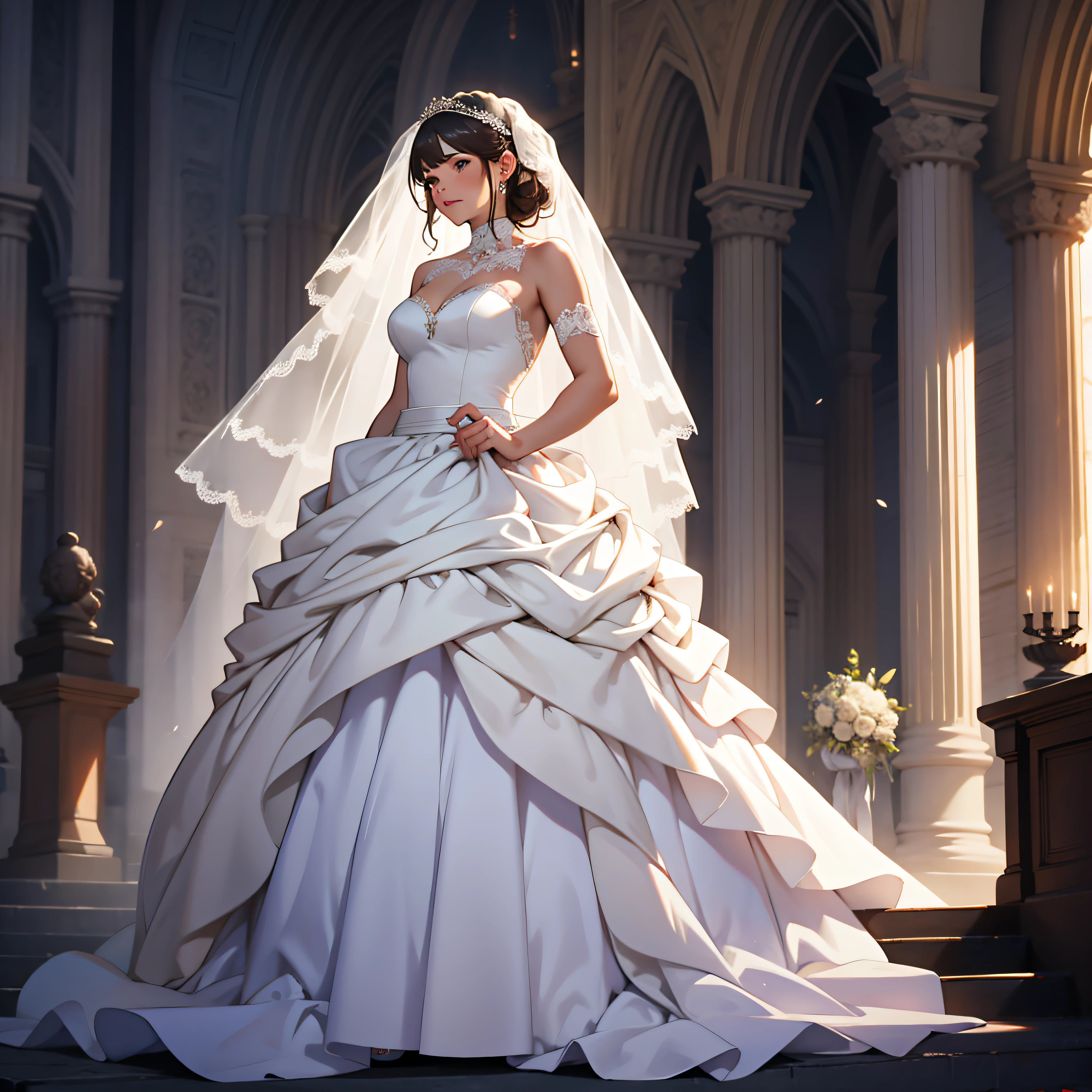 A beautiful woman in a wedding dress