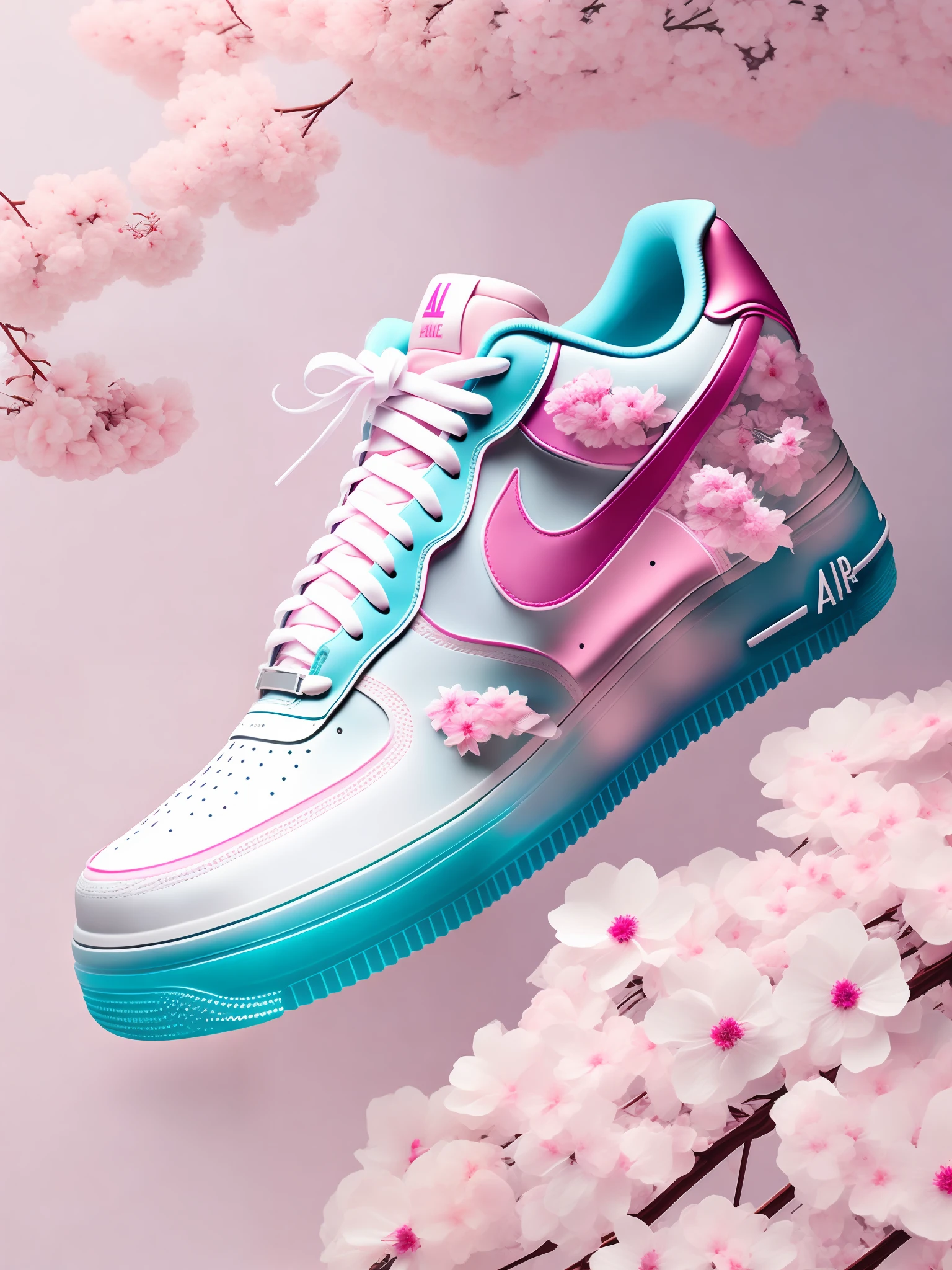 Air Force 1, cherry blossoms, sneakers, quadratic.
