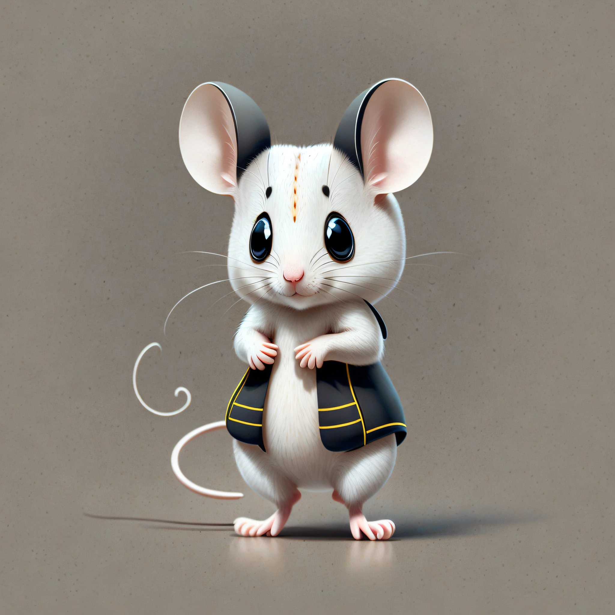 cute mouse, happy, full body, white background