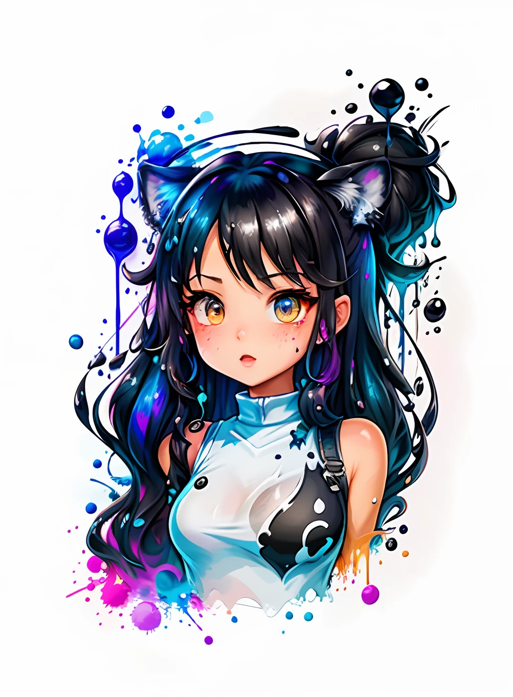 cute cartoon white background color, 3D Splash Art, mirror, ((white background)), roar, epic Instagram, Artstation, colorful paint splash style, contour, intricately detailed, unreal engine, fantasy, intricate detail, splash screen, complementary colors, fantasy concept art, 16k resolution, Masterpiece, Oil Painting, Heavy Strokes, Paint Drips, Splatter Arts black color in -- v 4 -