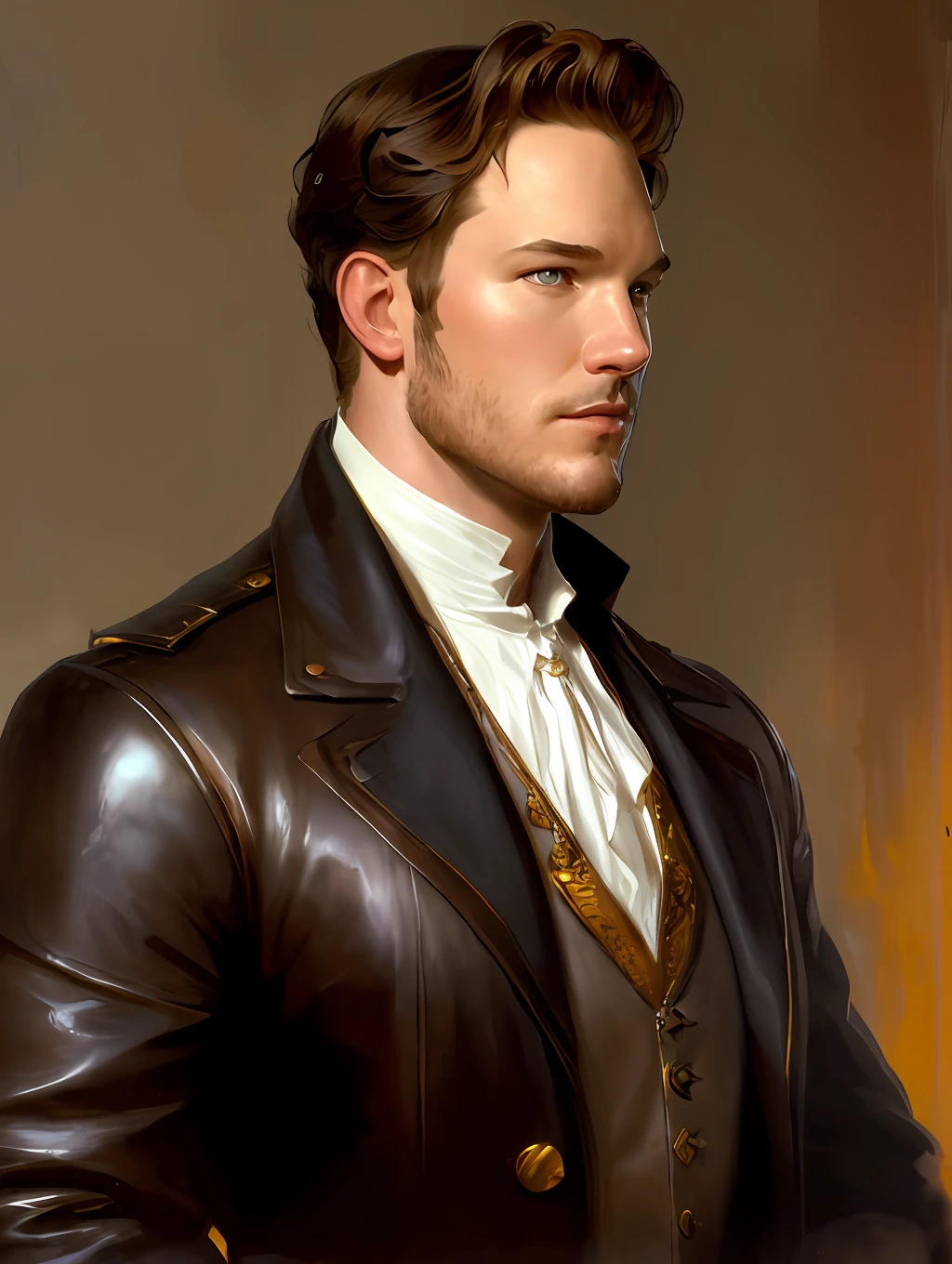 (Masterpiece) Chris Pratt as an insanely handsome middle-age man, red skin, black short messy hair, hazel eyes, perfect face, extremely handsome man, big Greek nose, nice lips, biblical, gospel, digital painting, watercolor painting oil, painterly, by Jeremy Lipking, by Antonio J. Manzanedo, Alphonse Mucha, Fuller Graves, Bartolome Esteban Murillo, JC Leyendecker, Craig Mullins, Peter Paul Rubens Detailed Painting, CGSetivity, ArtStation HD, High Detail, Photorealism, Concept Art, ArtStation HD, official art, trend in the artstation, 8k.