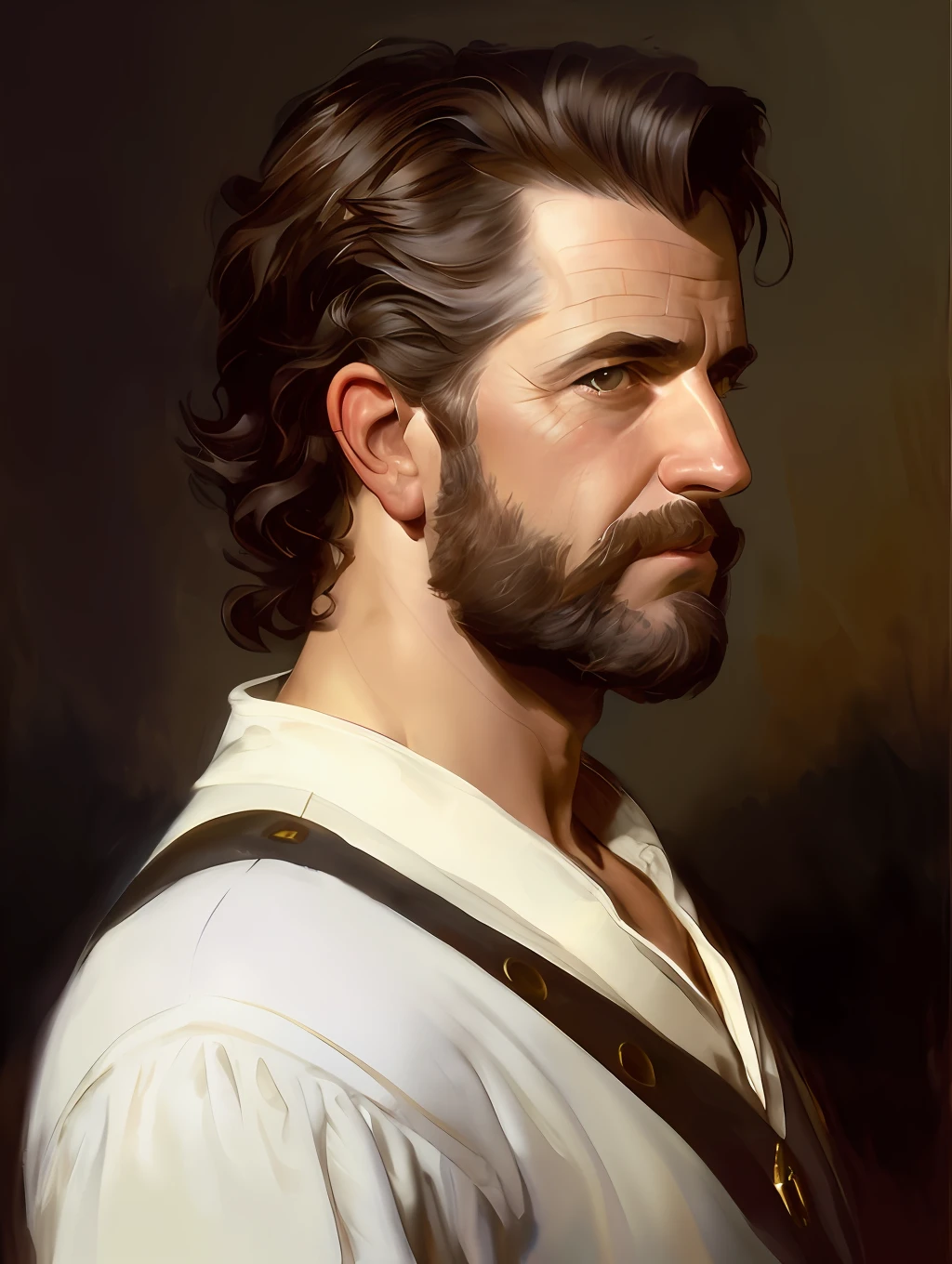 (Masterpiece) Mel Gibson as an insanely handsome middle- man, red skin, black short messy hair, hazel eyes, perfect face, extremely handsome man, big Greek nose, nice lips, biblical, gospel, digital painting, watercolor painting oil, painterly, by Jeremy Lipking, by Antonio J. Manzanedo, Alphonse Mucha, Fuller Graves, Bartolome Esteban Murillo, JC Leyendecker, Craig Mullins, Peter Paul Rubens Detailed Painting, CGSetivity, ArtStation HD, High Detail, Photorealism, Concept Art, ArtStation HD, official art, trend in the artstation, 8k.