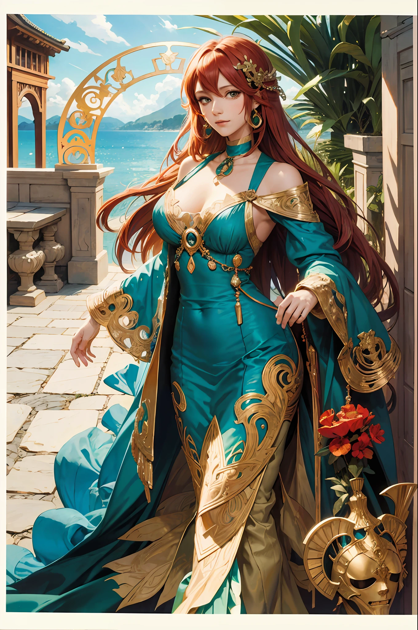 (Alphonse Mucha: 1.4), facial portrait of a European beauty, dance, long hair, red and green gradient hair flower decoration, (few clothes: 2), (detail + intricate detail: 1.2), 4K, abstract art, body is proportional, line art, side face, color, Fibonacci, Mucha style, Nami from Eiichiro Oda by One Piece, illustration, glitch
art, digital noise, Deep and charming eyes, superdetails
