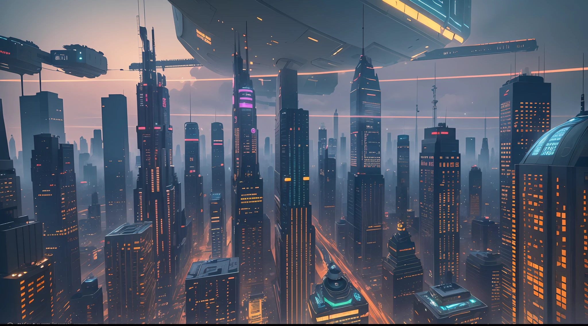 The city is full of futuristic technologies, such as suspended aerial trains, mass robotic walkers, but also steampunk features, steam on the streets, rivet plates and gears everywhere on buildings. The whole city produces a strong futuristic atmosphere, is a city with technological colors and mechanical beauty, mid-level perspective, UE5 engine, 3D, complex composition