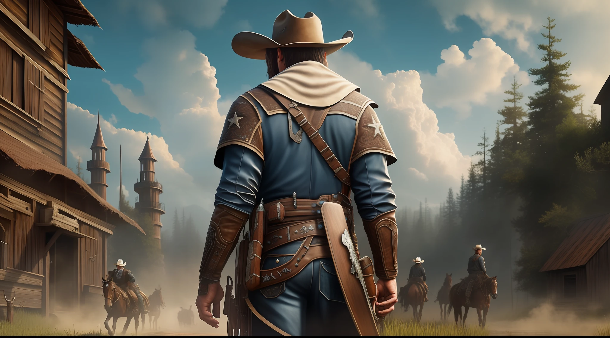 (Ultra Realistic), (Illustration), (Increased Resolution), (8K), (Extremely Detailed), Cowboy dark fantasy