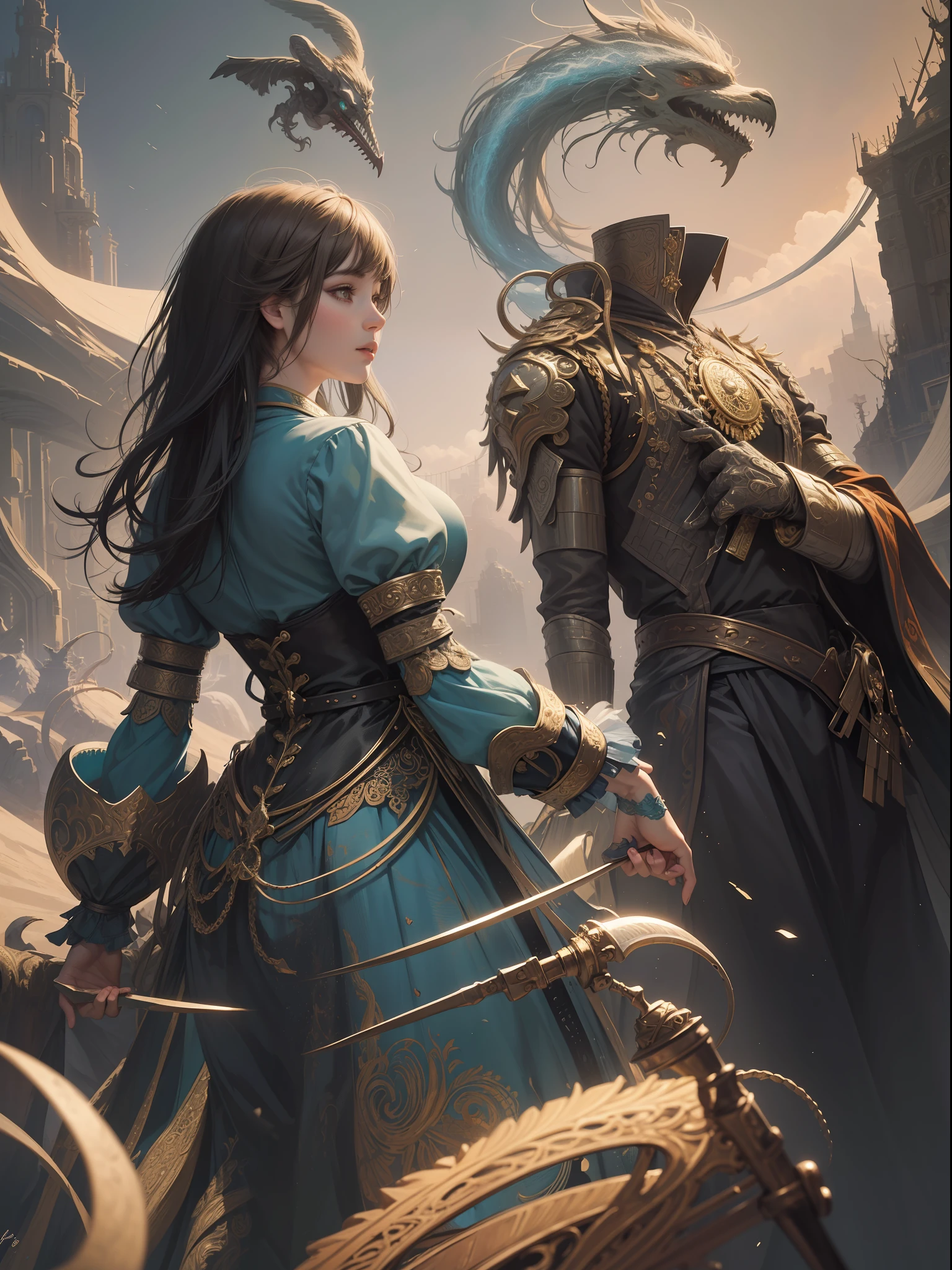 Official Art, Concept Art, Unity 8k Wallpaper, Super Detailed, Beautiful Aesthetic, Masterpiece, Top Quality, (Zentangle, Mandala, Tangled, Tangled), (Fractal Art: 1.3), One Girl, Highly Detailed, Dynamic Angle, Cowboy Shot, Most Beautiful Form Chaos, Elegant, Brutalist Design, Vibrant Colors, Huge Magic, Wizard, Aristocratic Costume, upper body, romanticism, James Jean, Robbie Dowi Antono, Los Tran, Francis Bacon, Michal Muratz, Adrian Guyney, Petra Cortwright, Gerhard Richter, Takato Yamamoto, Ashley Wood, atmosphere, ecstasy notes, streaming notes are displayed