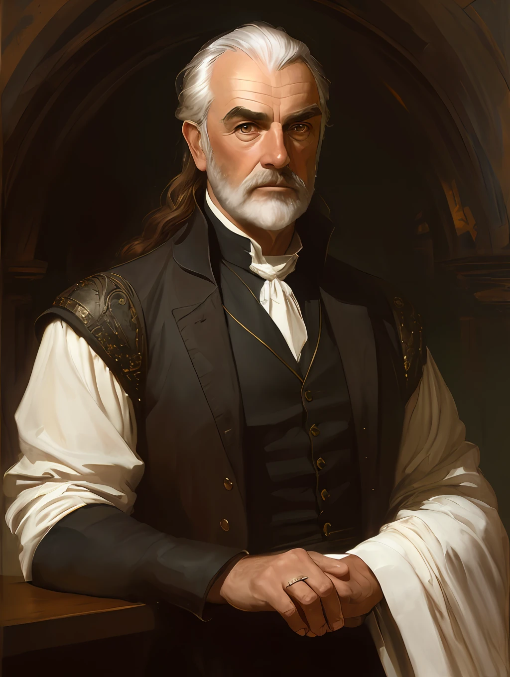 (Masterpiece) Sean Connery as an insanely handsome middle-age man, red skin, black short messy hair, hazel eyes, perfect face, extremely handsome man, big Greek nose, nice lips, biblical, gospel, digital painting, watercolor painting oil, painterly, by Jeremy Lipking, by Antonio J. Manzanedo, Alphonse Mucha, Fuller Graves, Bartolome Esteban Murillo, JC Leyendecker, Craig Mullins, Peter Paul Rubens Detailed Painting, CGSetivity, ArtStation HD, High Detail, Photorealism, Concept Art, ArtStation HD, official art, trend in the artstation, 8k.