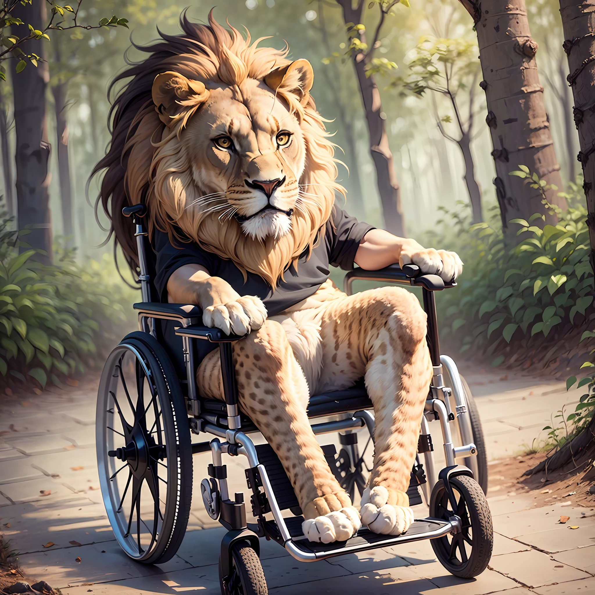 a lion sitting in a wheelchair --auto --s2