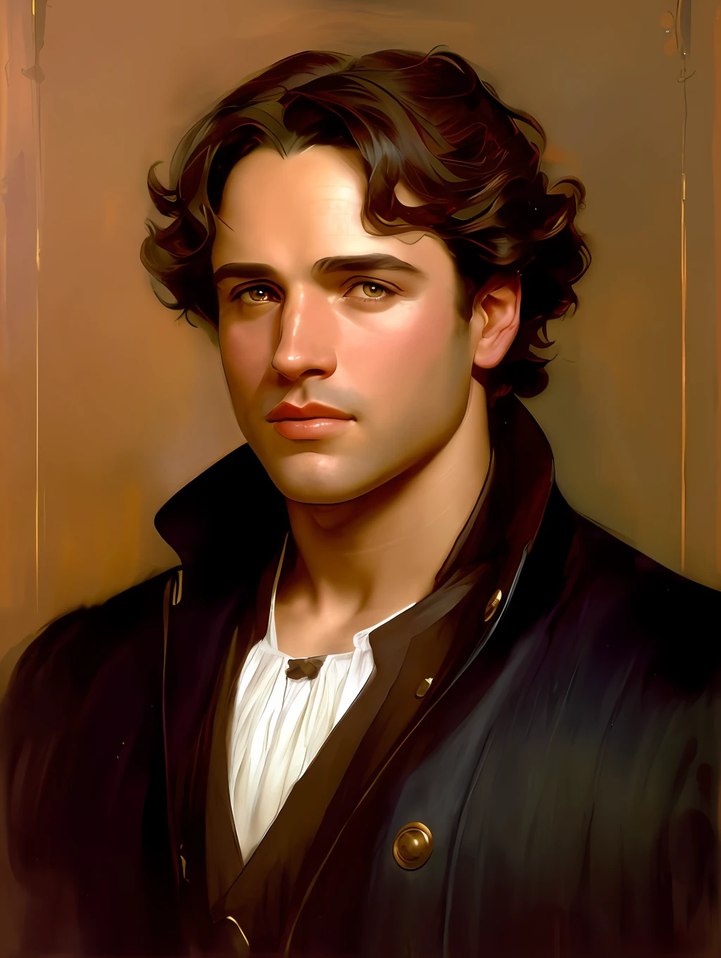 (Masterpiece) Marlon Brando as an insanely handsome middle-age man, red skin, black short messy hair, hazel eyes, perfect face, extremely handsome man, big Greek nose, nice lips, biblical, gospel, digital painting, watercolor painting oil, painterly, by Jeremy Lipking, by Antonio J. Manzanedo, Alphonse Mucha, Fuller Graves, Bartolome Esteban Murillo, JC Leyendecker, Craig Mullins, Peter Paul Rubens Detailed Painting, CGSetivity, ArtStation HD, High Detail, Photorealism, Concept Art, ArtStation HD, official art, trend in the artstation, 8k.